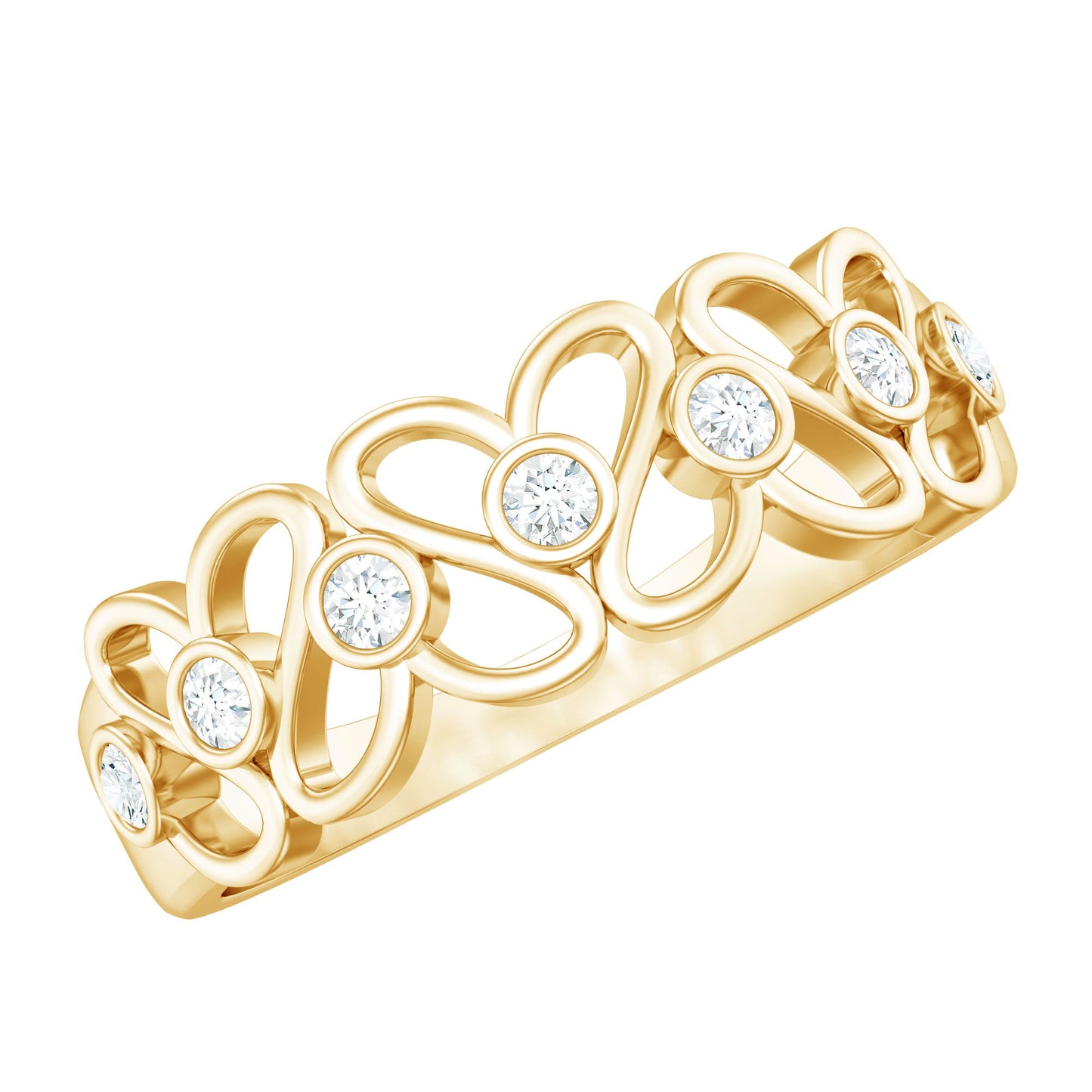 Contemporary Diamond Half Eternity Band Ring for Women