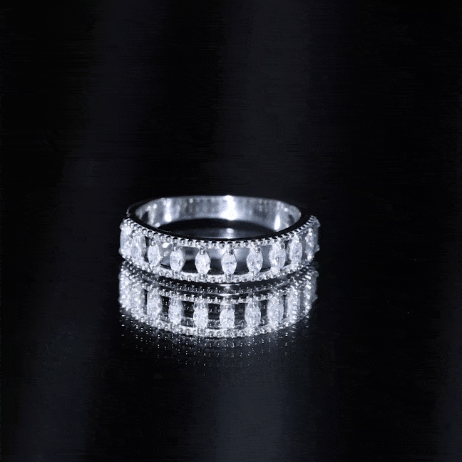 Natural Marquise Diamond Half Eternity Wedding Band