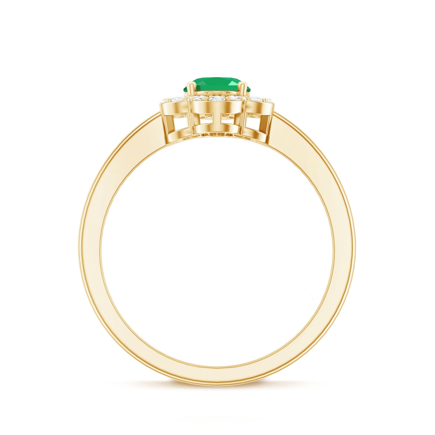 Natural 0.7 Carat Oval Emerald Engagement Ring with Diamond