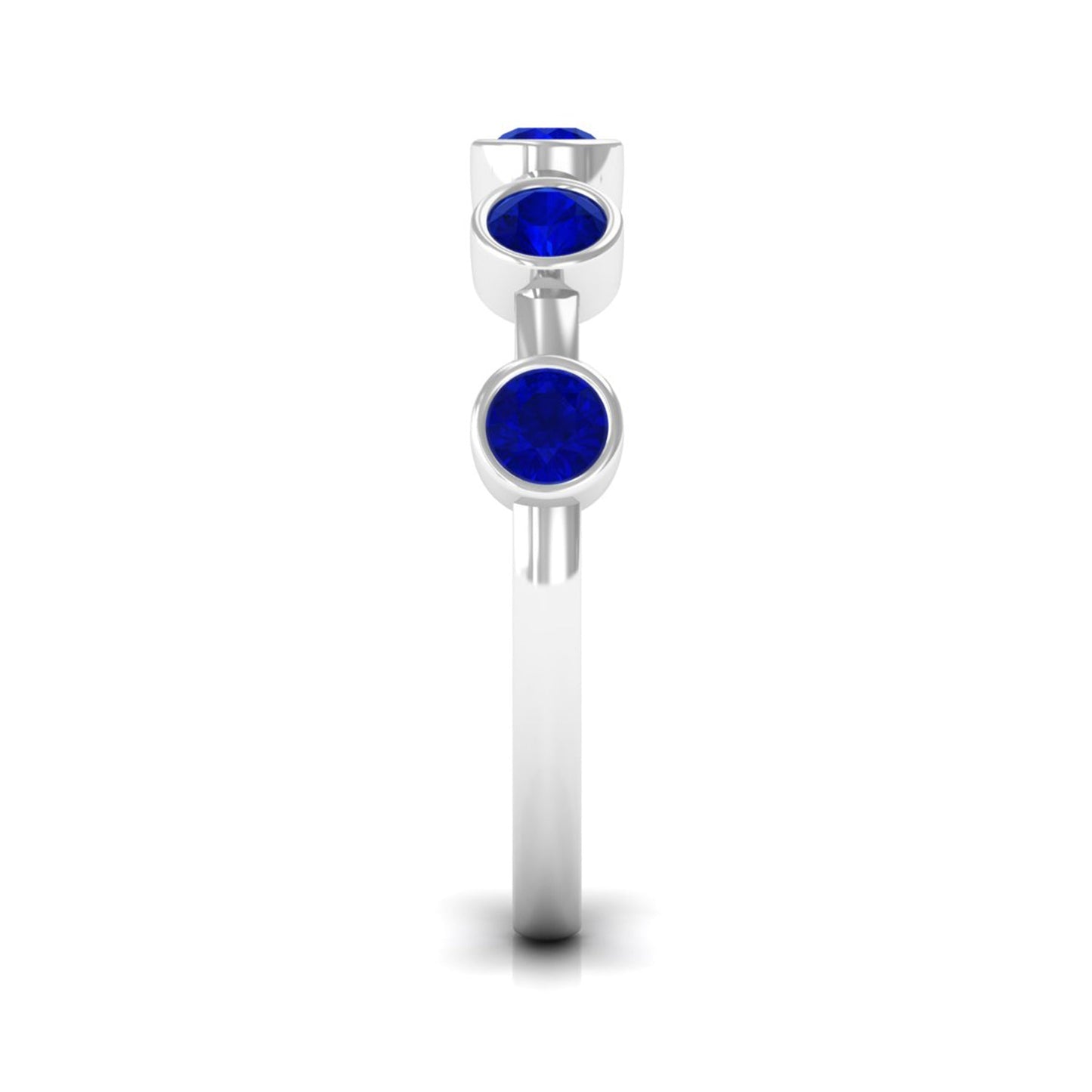 Real Bezel Set Blue Sapphire Half Eternity Ring for Women
