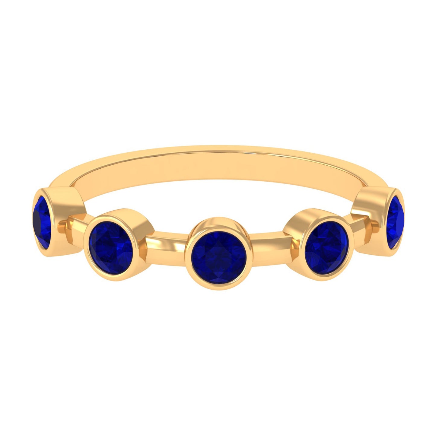 Real Bezel Set Blue Sapphire Half Eternity Ring for Women