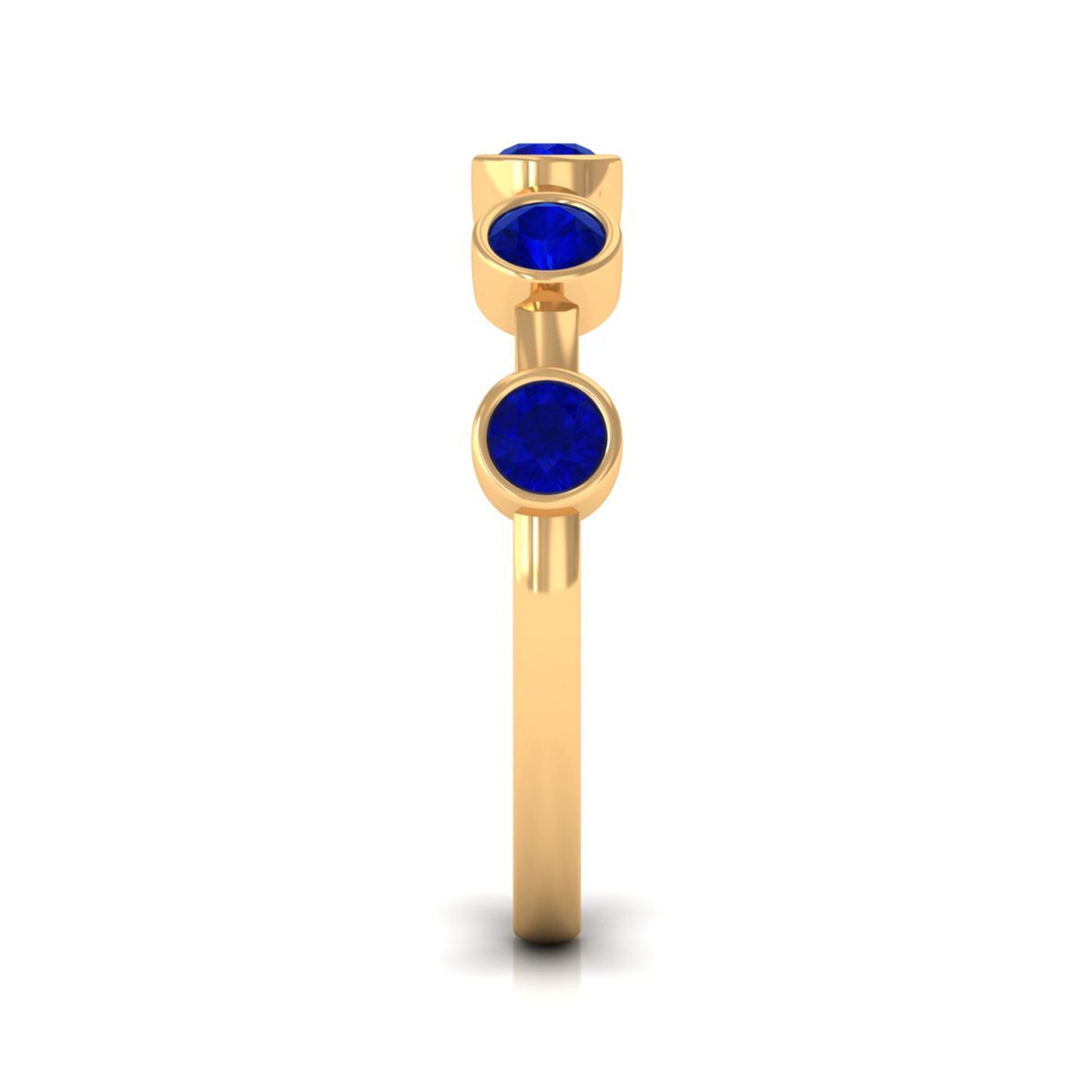 Real Bezel Set Blue Sapphire Half Eternity Ring for Women