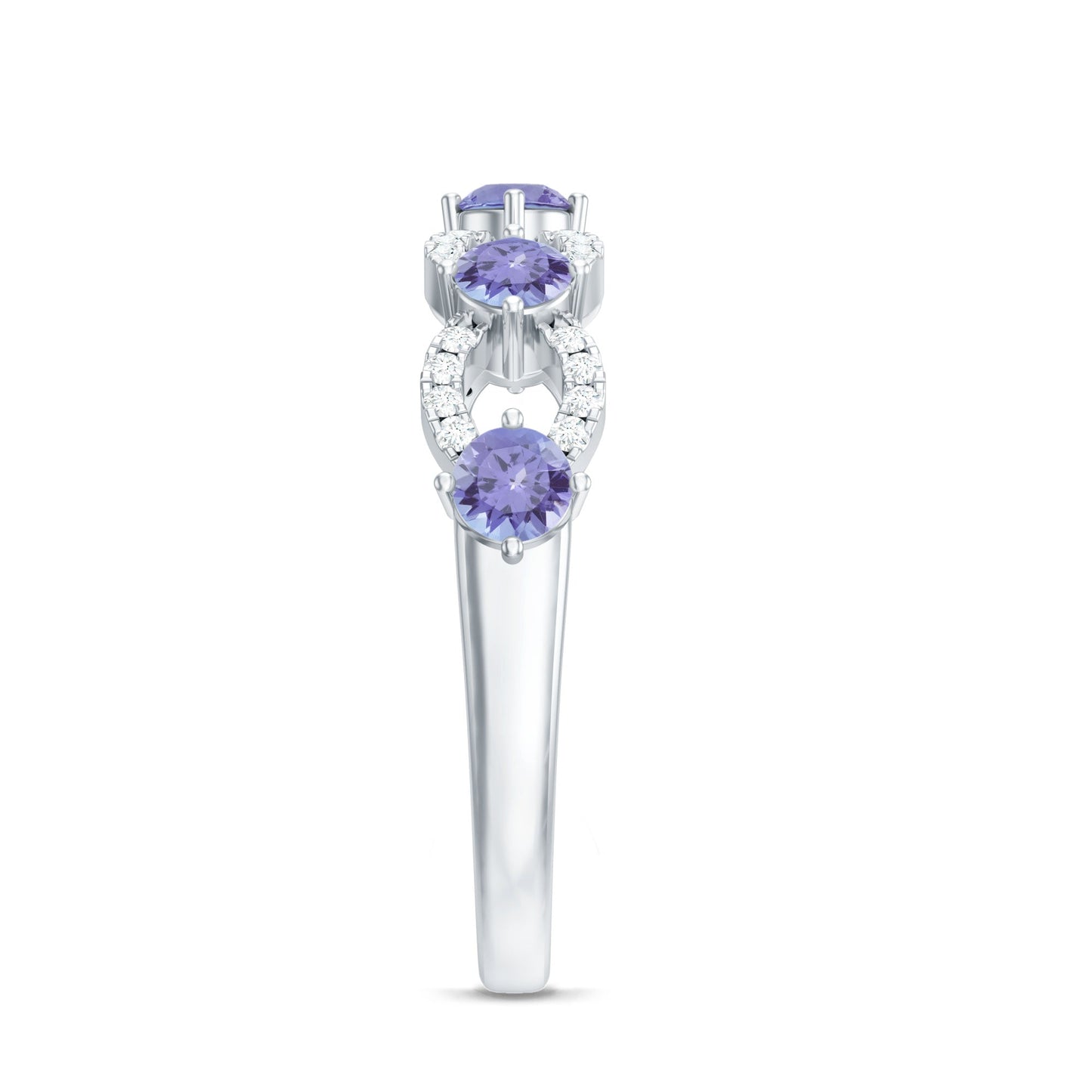 Real Tanzanite Diamond Half Eternity Ring for Women