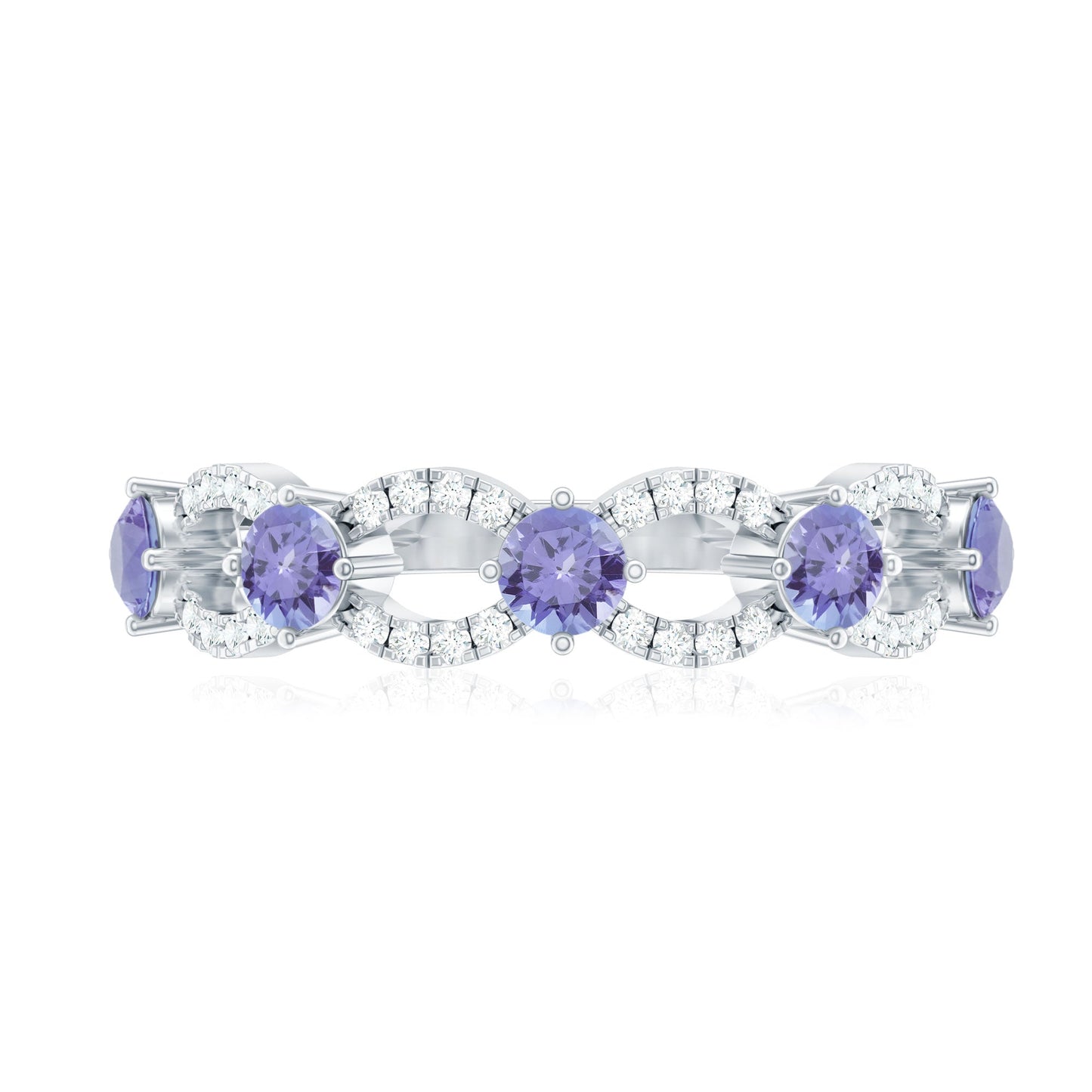 Real Tanzanite Diamond Half Eternity Ring for Women