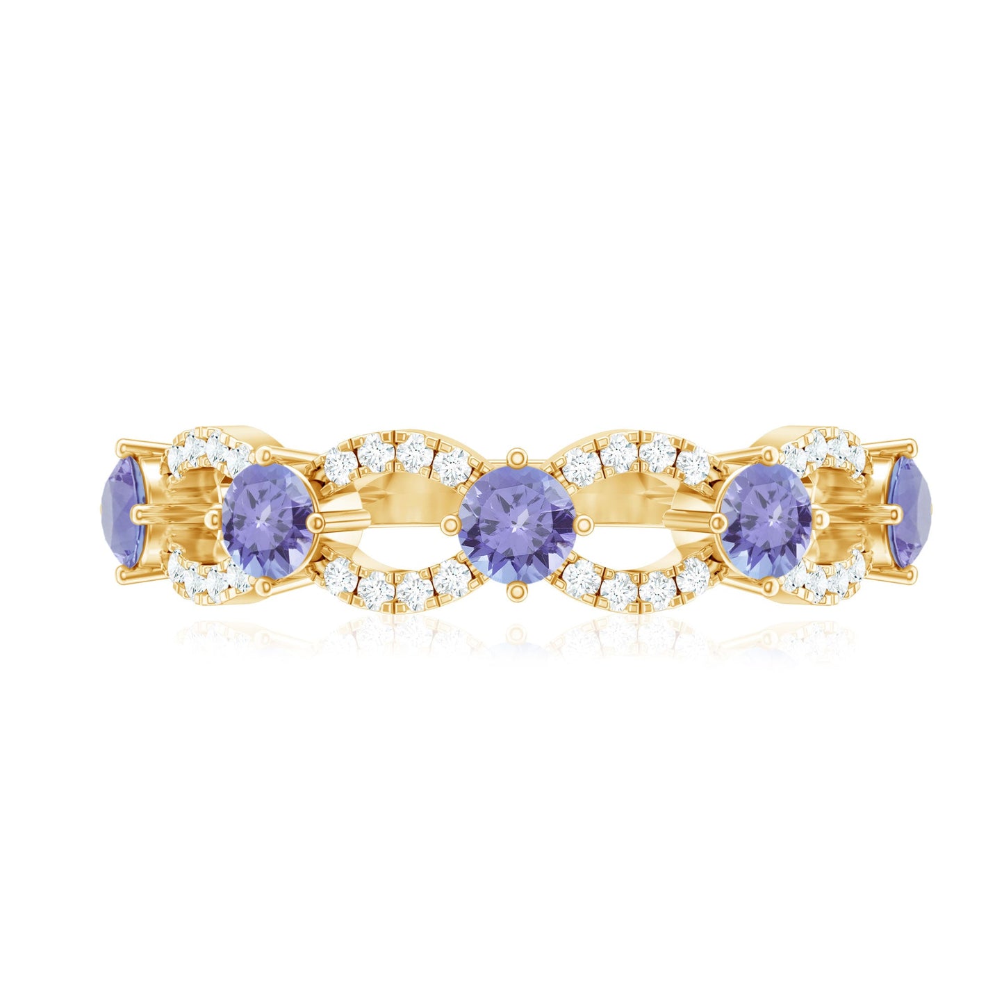 Real Tanzanite Diamond Half Eternity Ring for Women