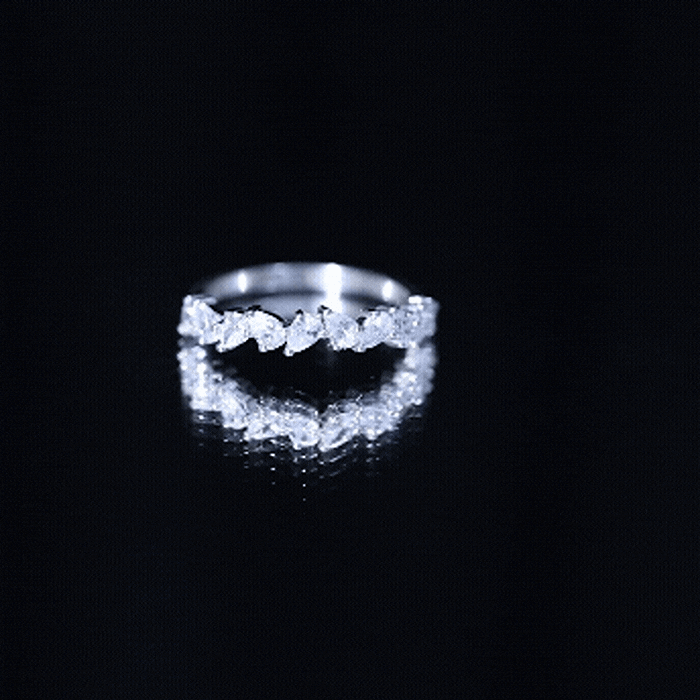 Natural Pear Shape Diamond Half Eternity Ring for Women