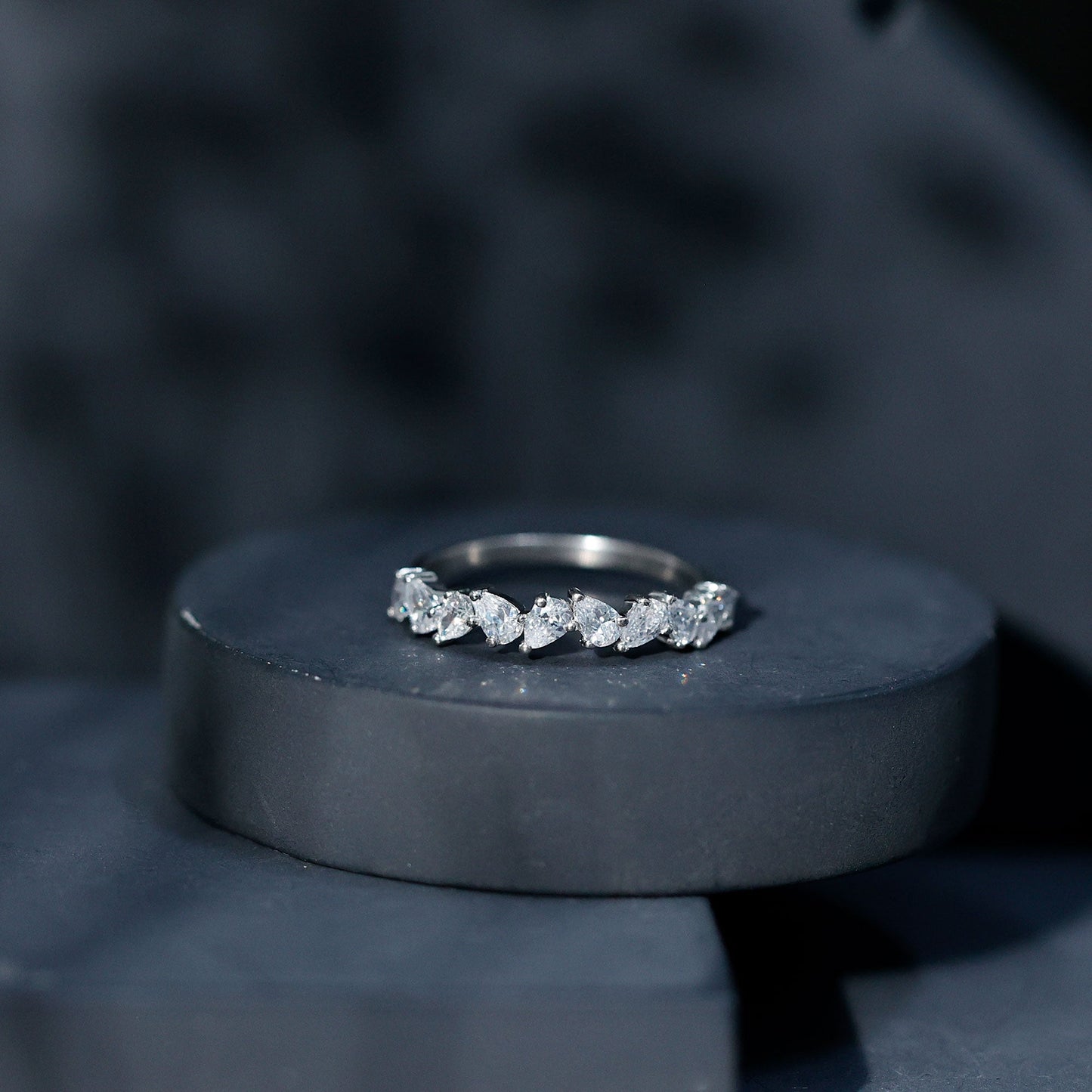 Natural Pear Shape Diamond Half Eternity Ring for Women