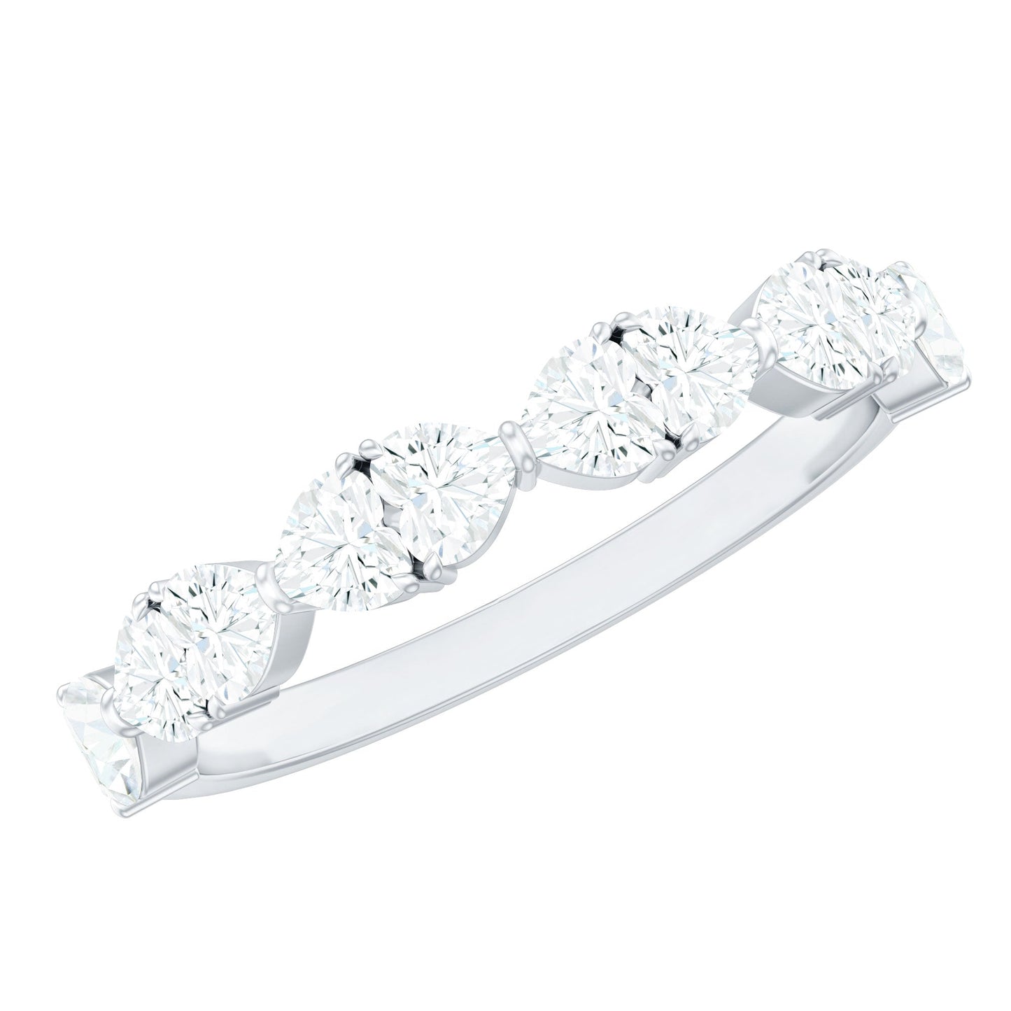 Heart Shaped Moissanite Wedding Band for Women