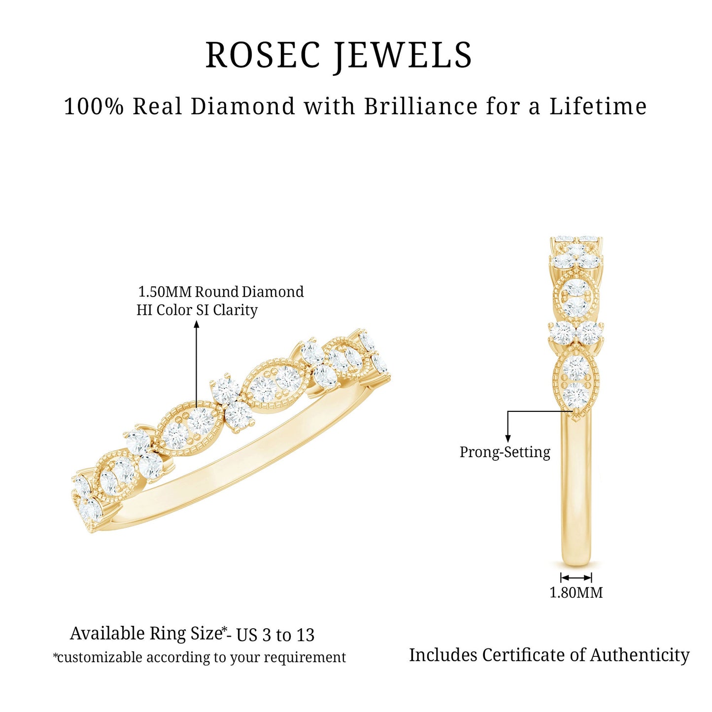 Designer Diamond Half Eternity Ring for Valentines
