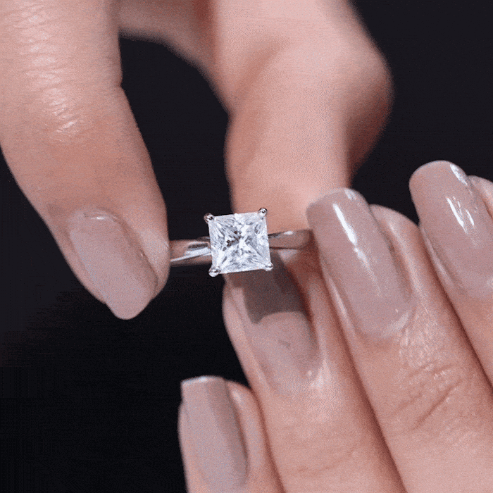 Princess Cut Moissanite Solitaire Engagement Ring