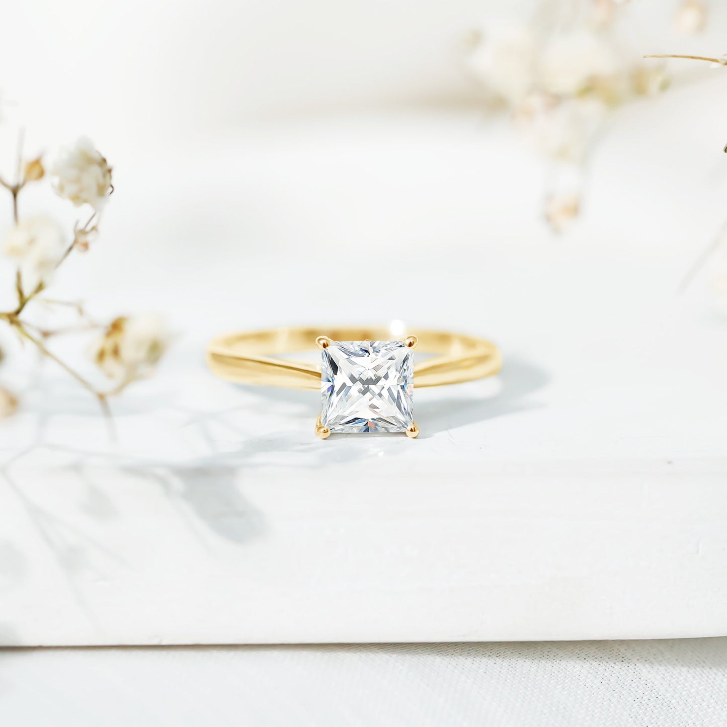 Princess Cut Moissanite Solitaire Engagement Ring