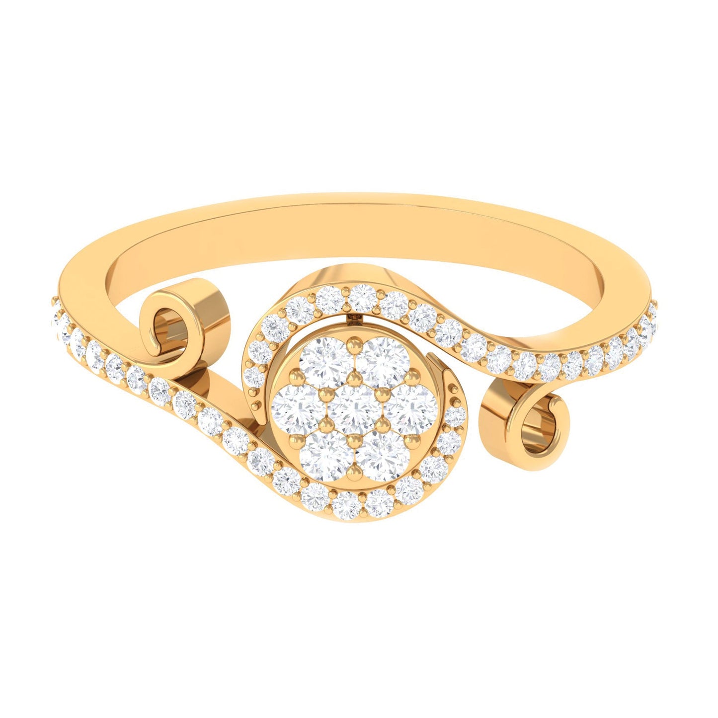 Designer Diamond Bypass Engagement Ring in Illusion Setting