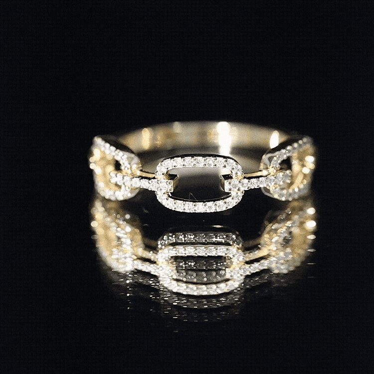 Certified Diamond Chain Link Ring in Prong Setting