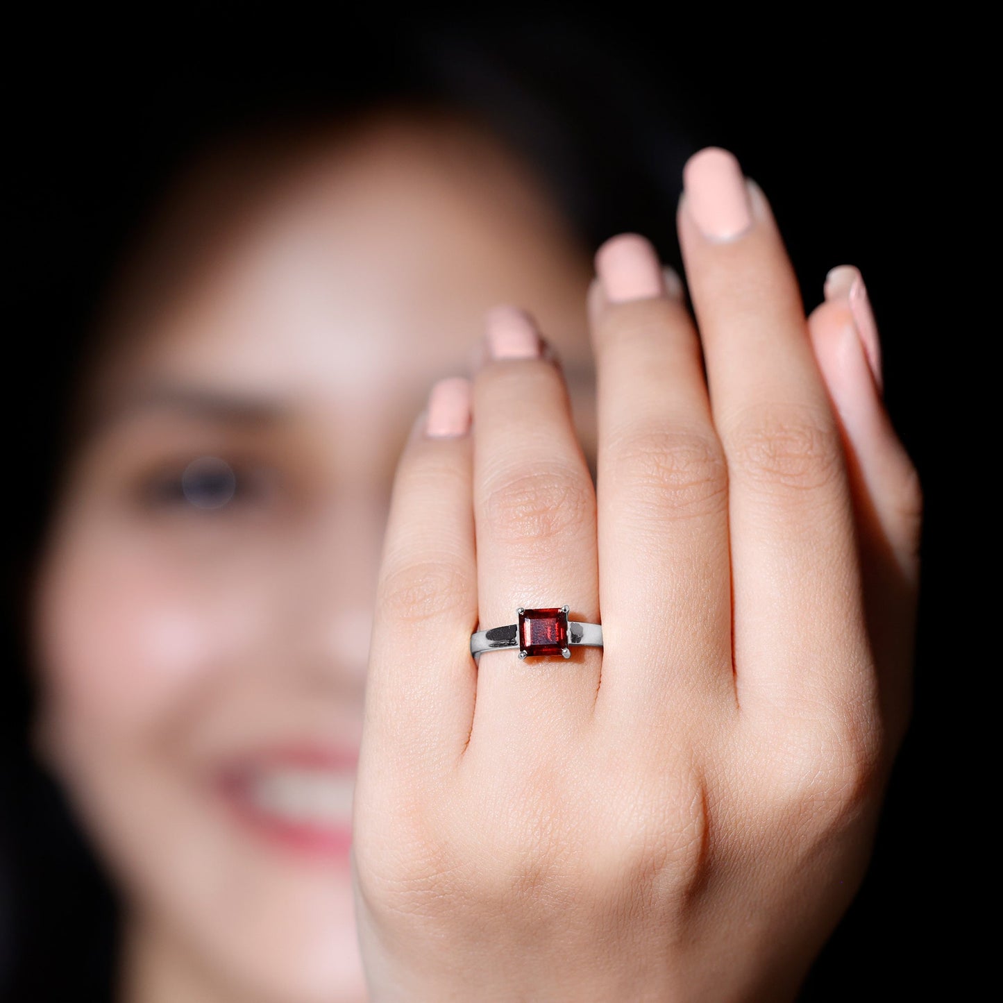 3.3 Carat Real Garnet Asscher Cut Engagement Ring with Certificate
