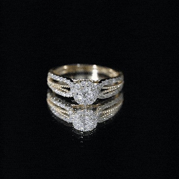 Real Diamond Designer Engagement Ring in Split Shank
