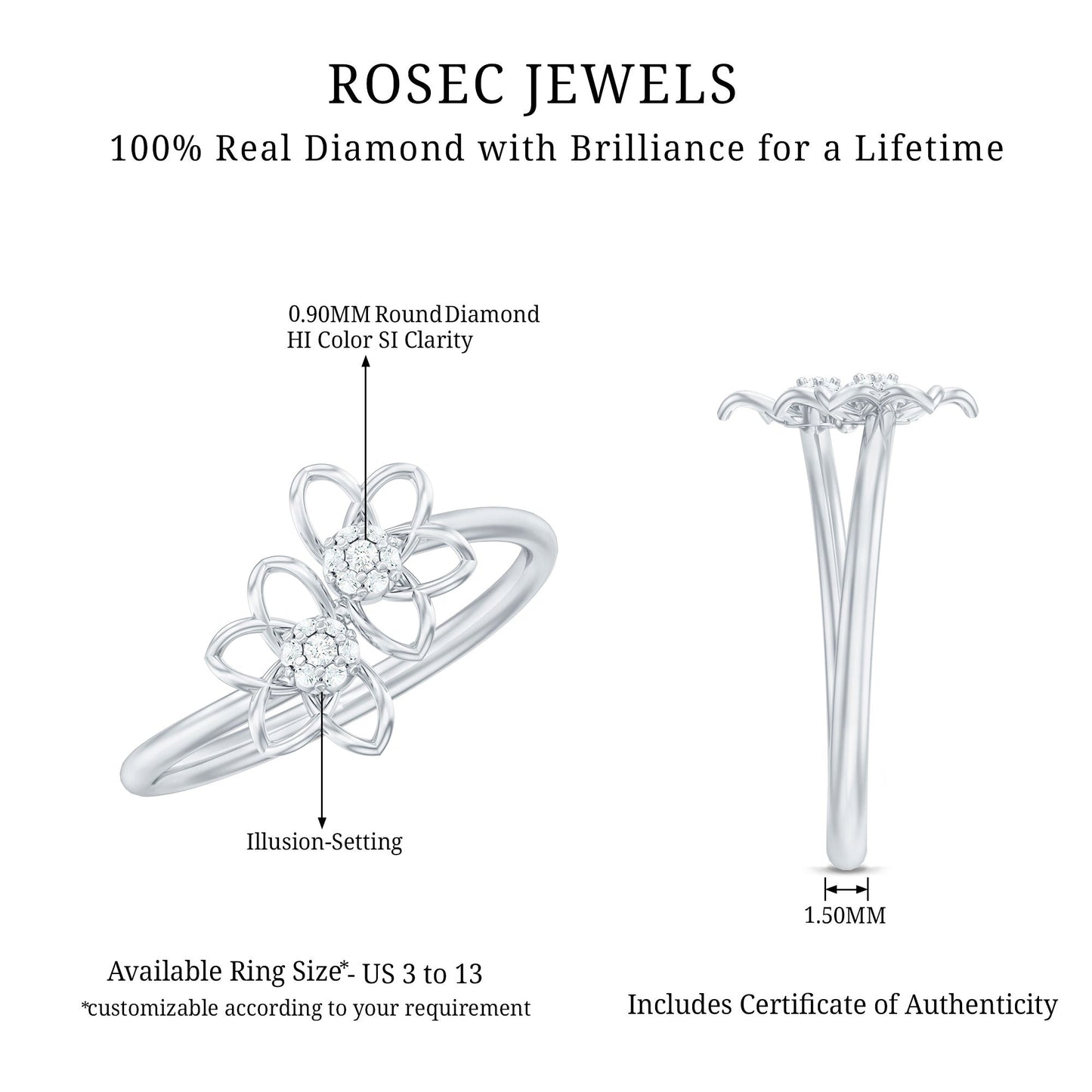 Brilliant Cut Diamond Flower Promise Ring