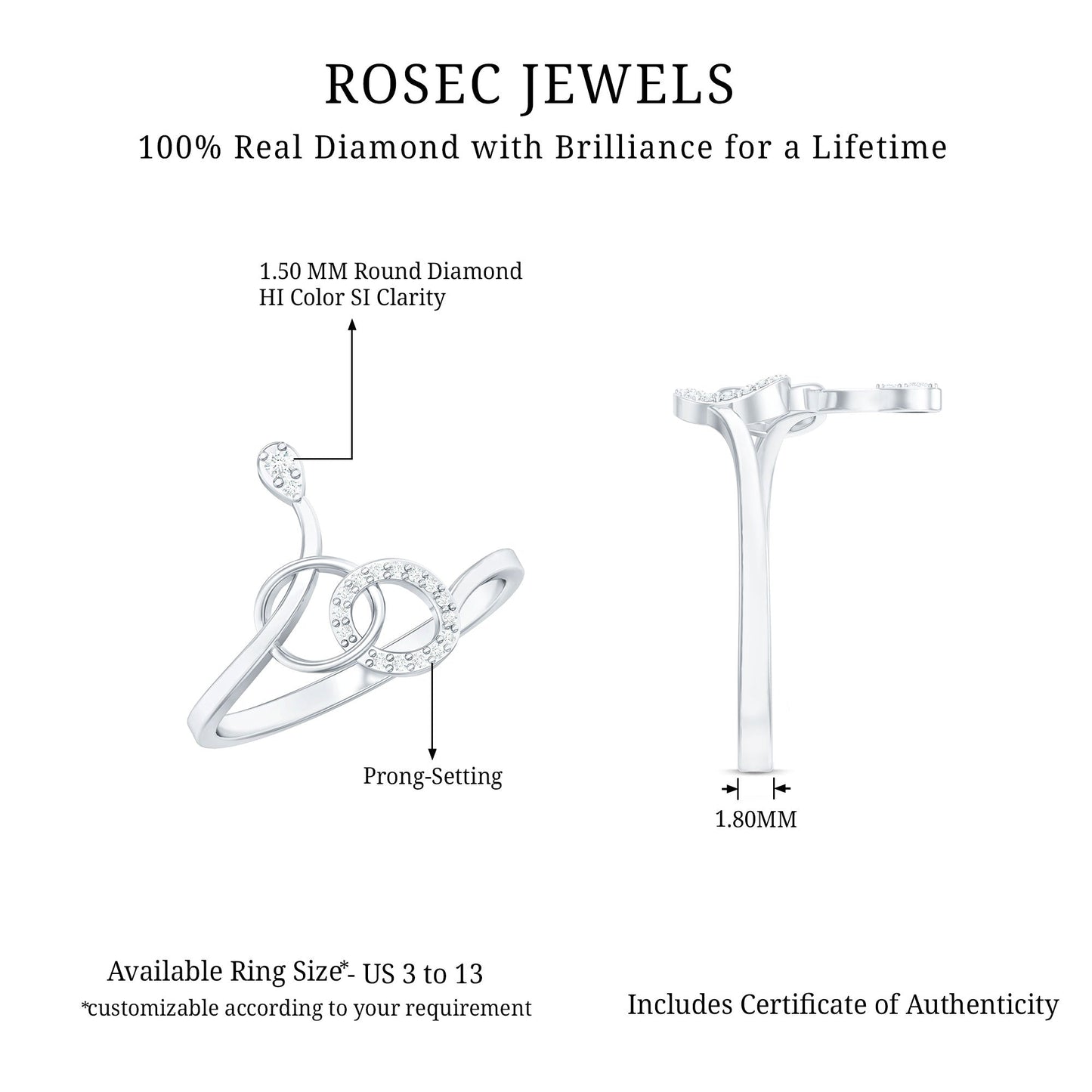 Natural Diamond Minimalist Promise Ring for Her