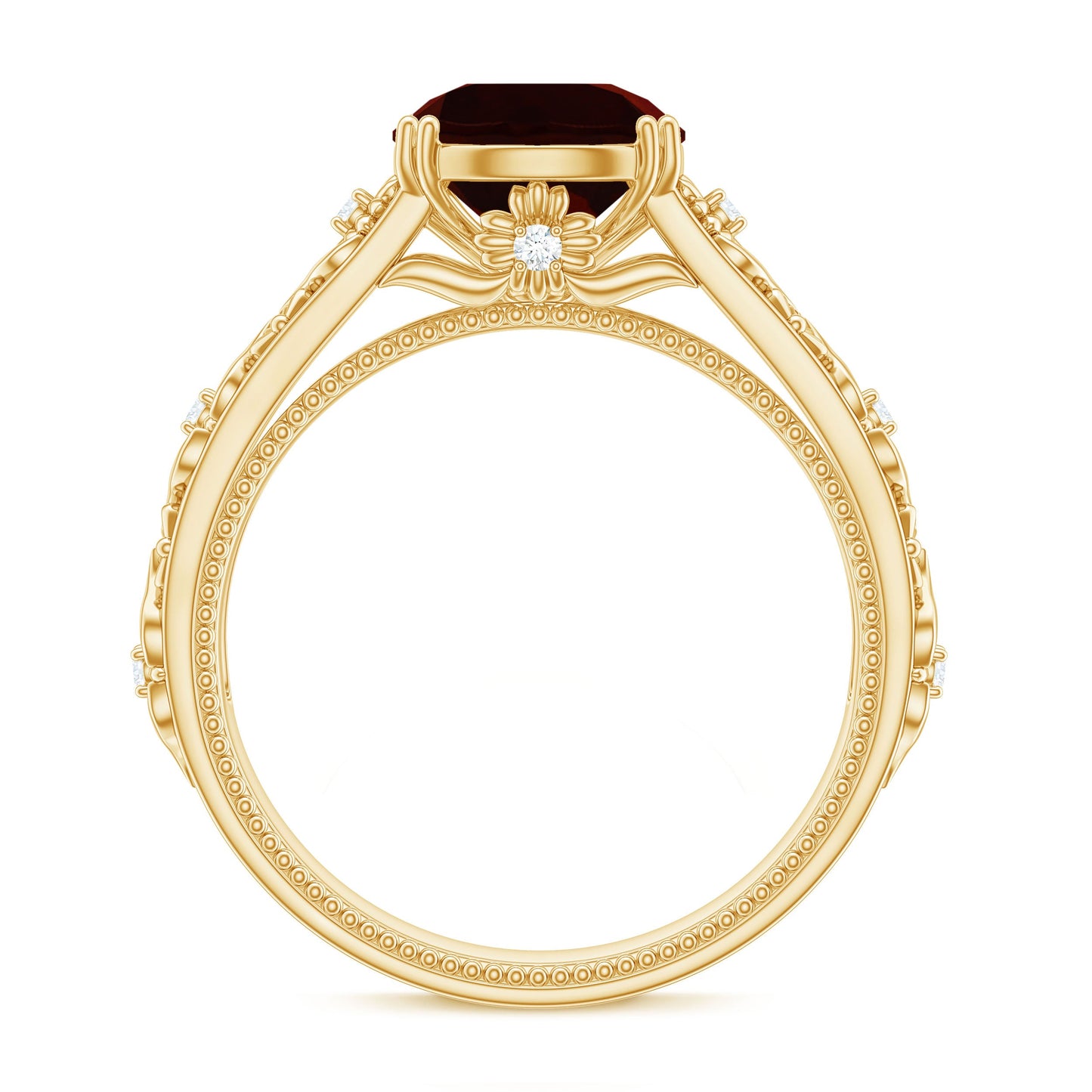 Vintage Looking Garnet Diamond Engagement Ring