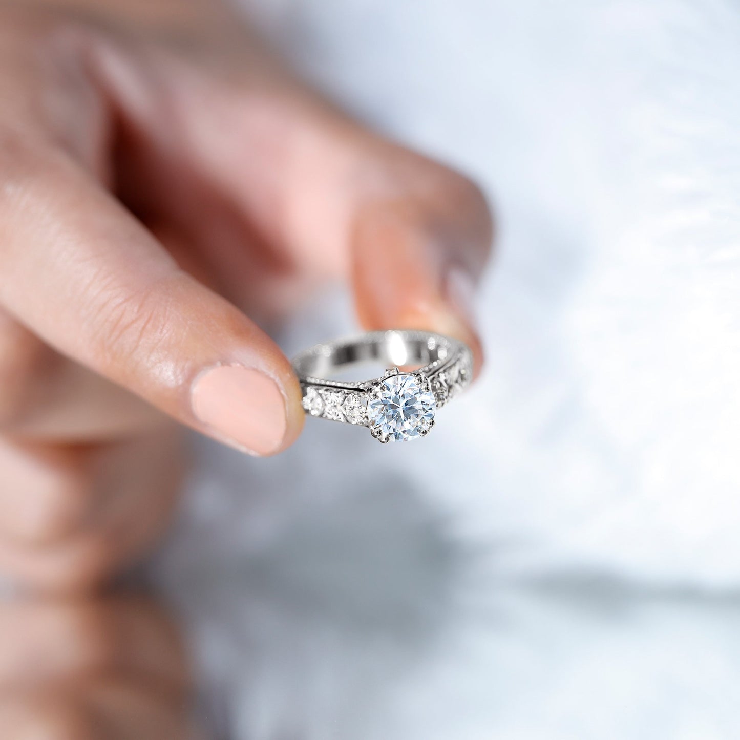 2 Carat Moissanite Double Prong Vintage Engagement Ring