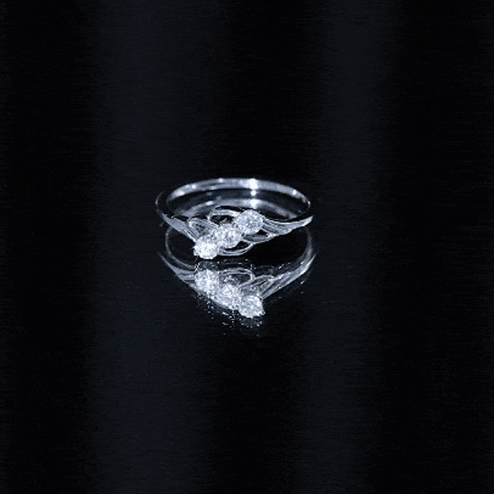 Certified Round Moissanite Three Stone Engagement Ring