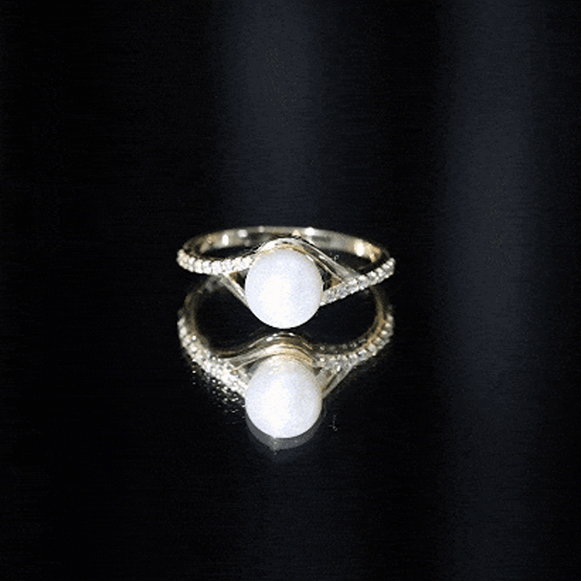 Cultured 7.4 Carat Freshwater Pearl Engagement Ring with Diamond Split Shank