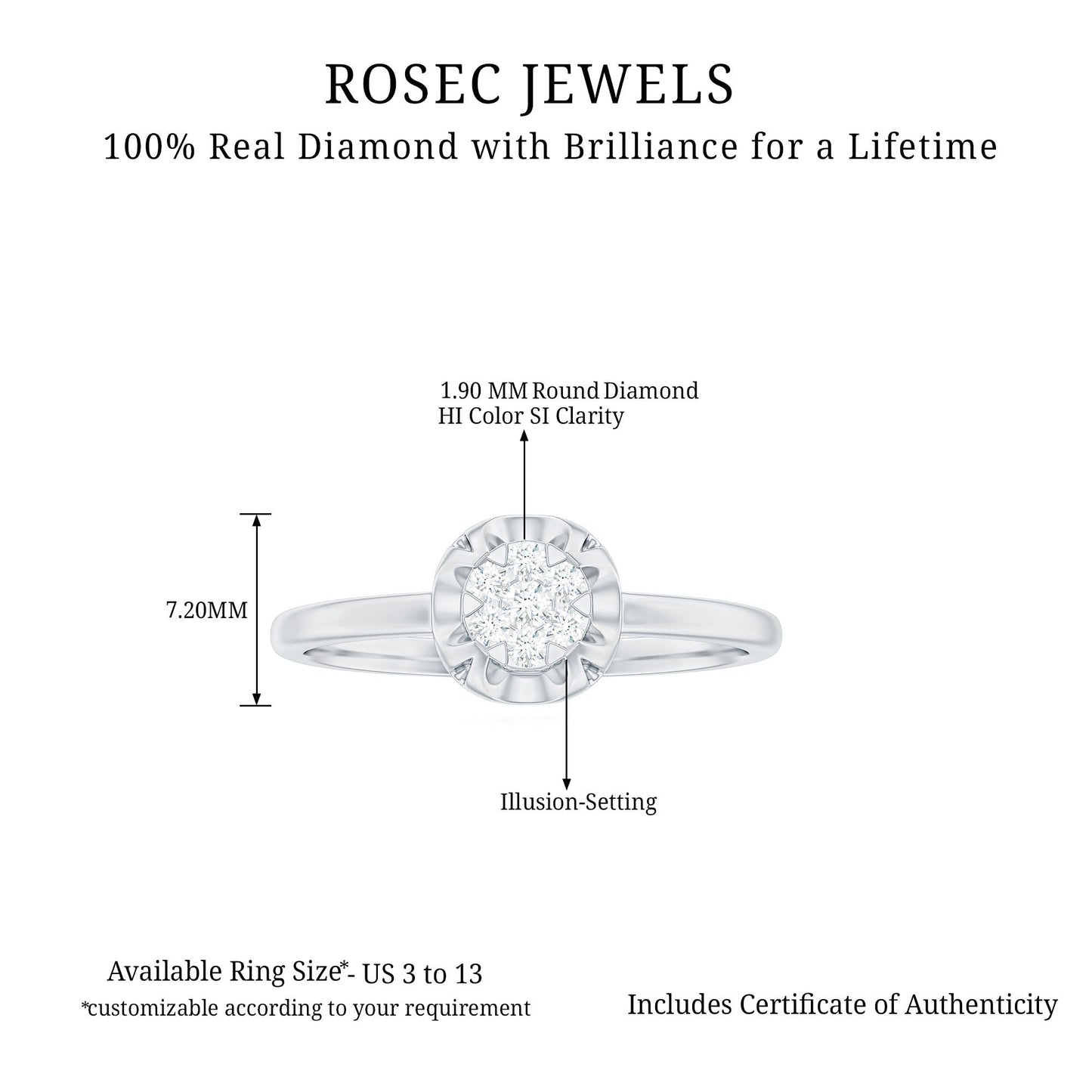 Round Shape Diamond Promise Ring in Illusion Setting