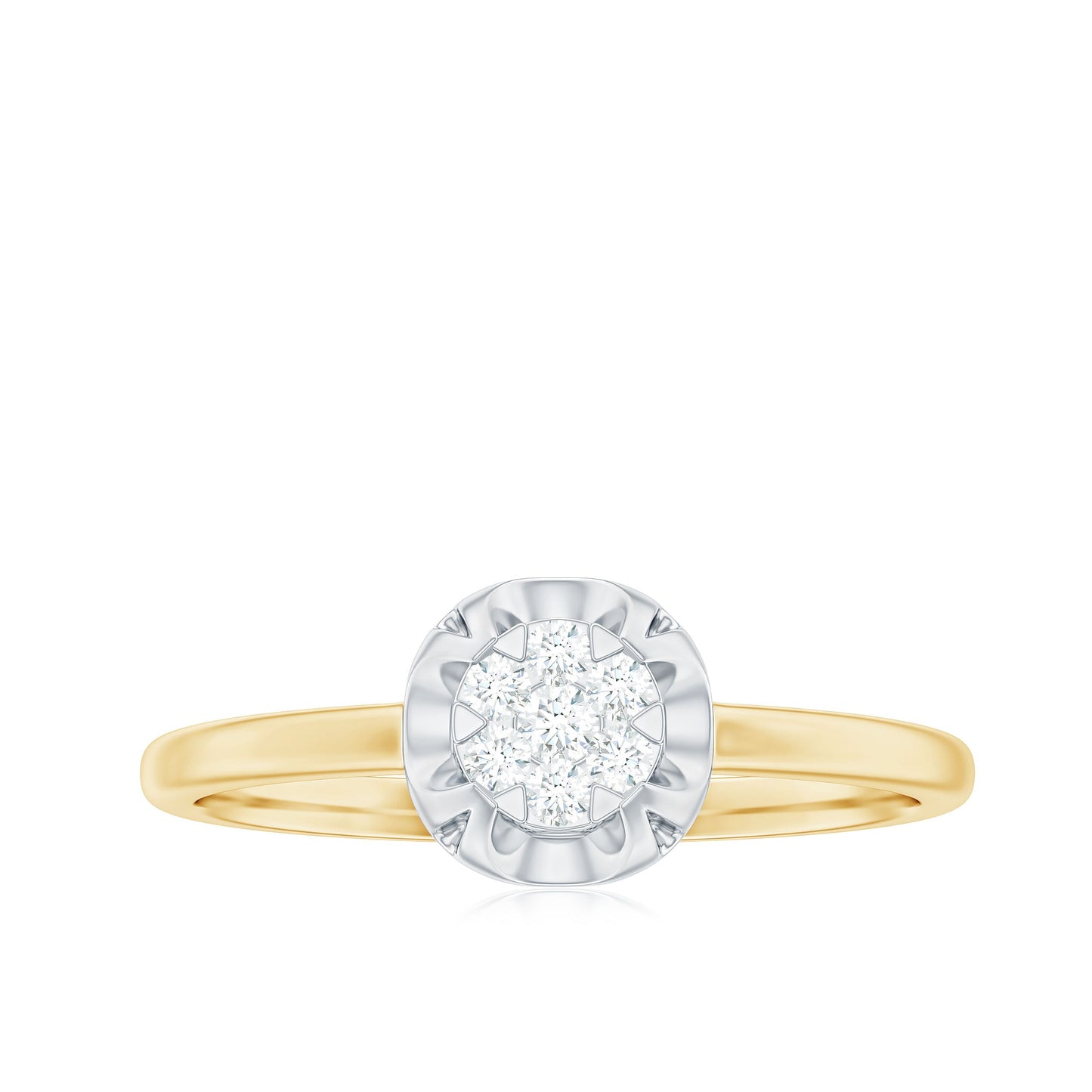 Round Shape Diamond Promise Ring in Illusion Setting
