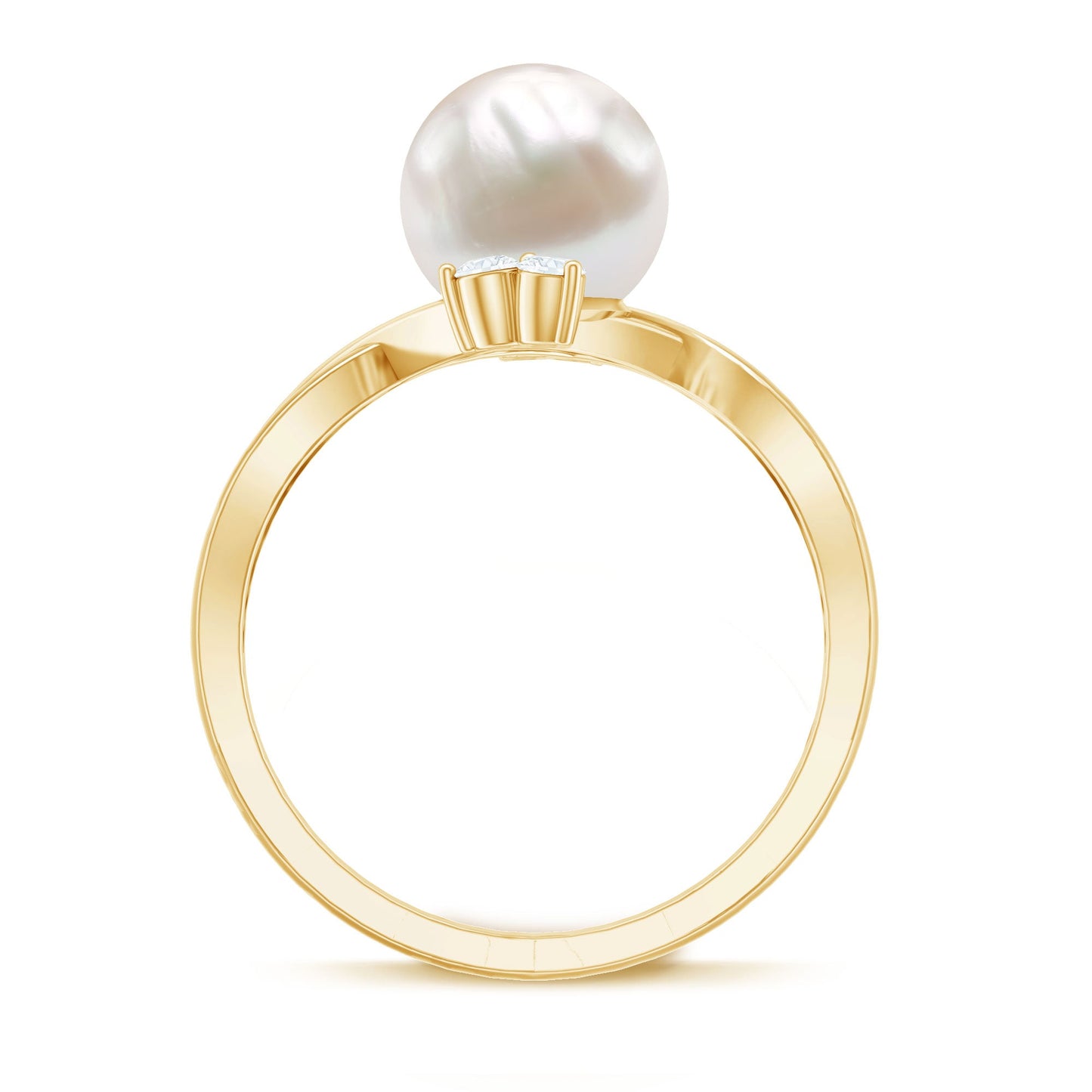 Cultured 7.48 Carat White Pearl Bypass Engagement Ring with Diamond