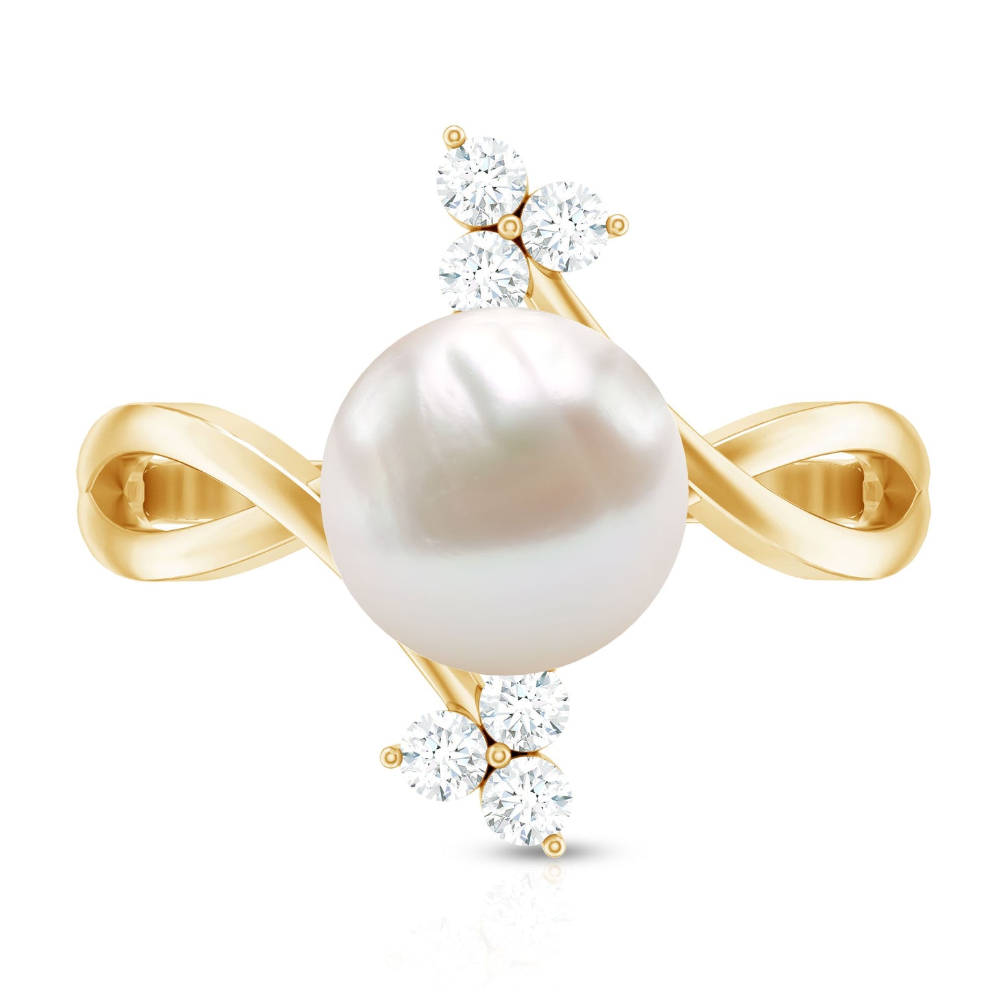 Cultured 7.48 Carat White Pearl Bypass Engagement Ring with Diamond