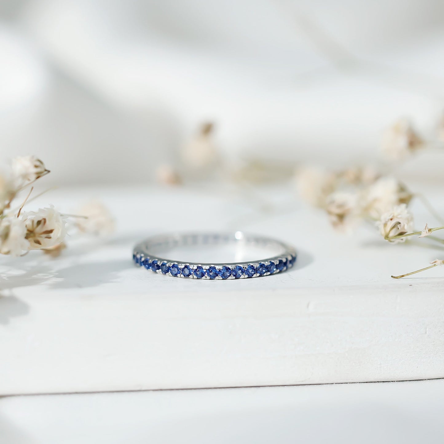 Certified Lab Grown Blue Sapphire Eternity Ring for Women