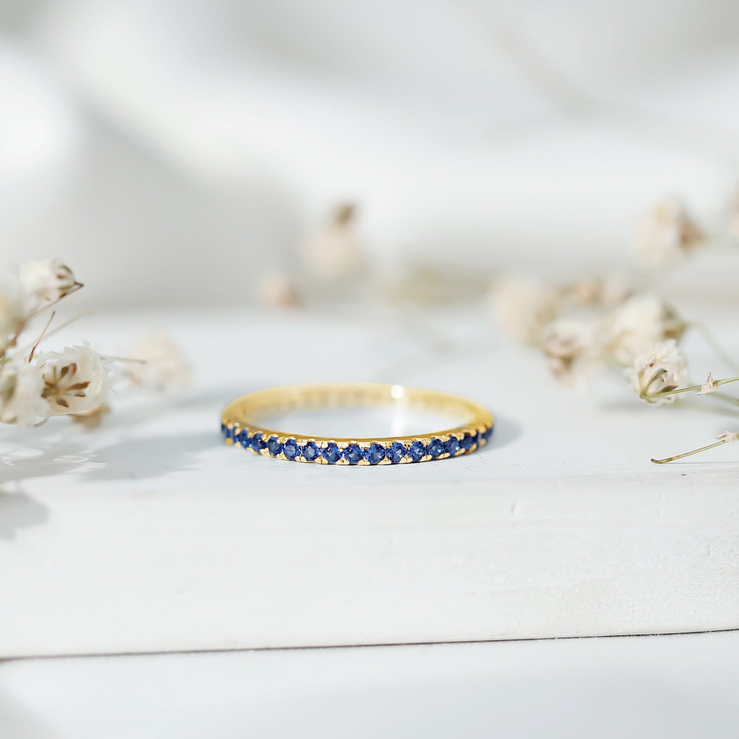 Certified Lab Grown Blue Sapphire Eternity Ring for Women