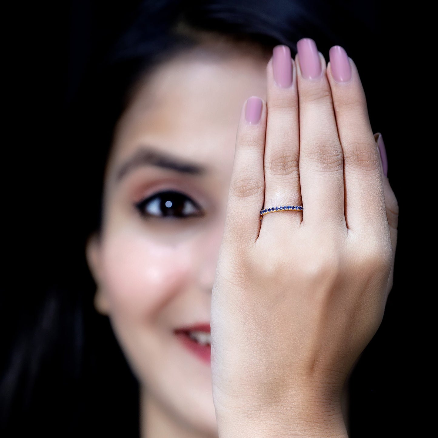 Certified Lab Grown Blue Sapphire Eternity Ring for Women