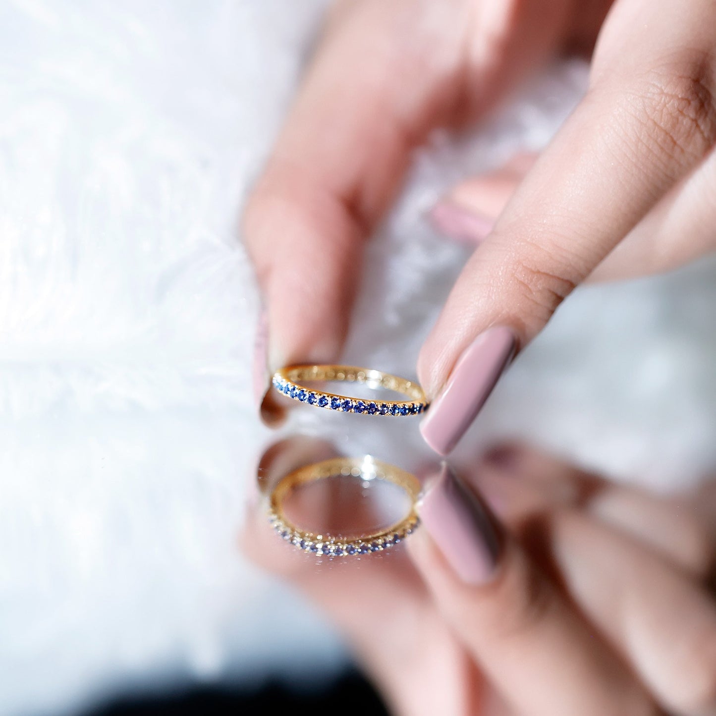Certified Lab Grown Blue Sapphire Eternity Ring for Women