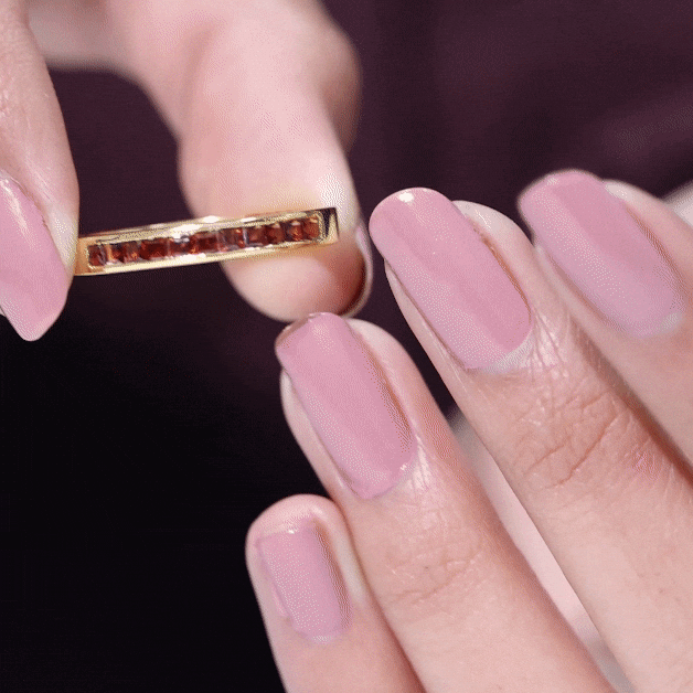 Natural Princess Cut Garnet Half Eternity Ring in Channel Set