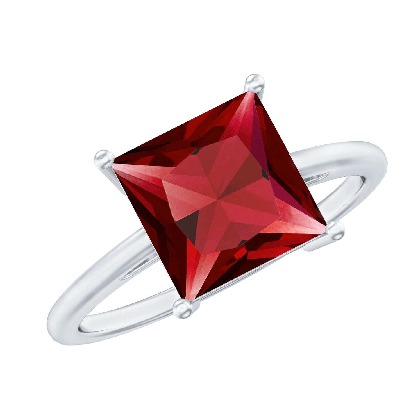 2.5 Carat Princess Cut Lab Created Ruby Solitaire Ring