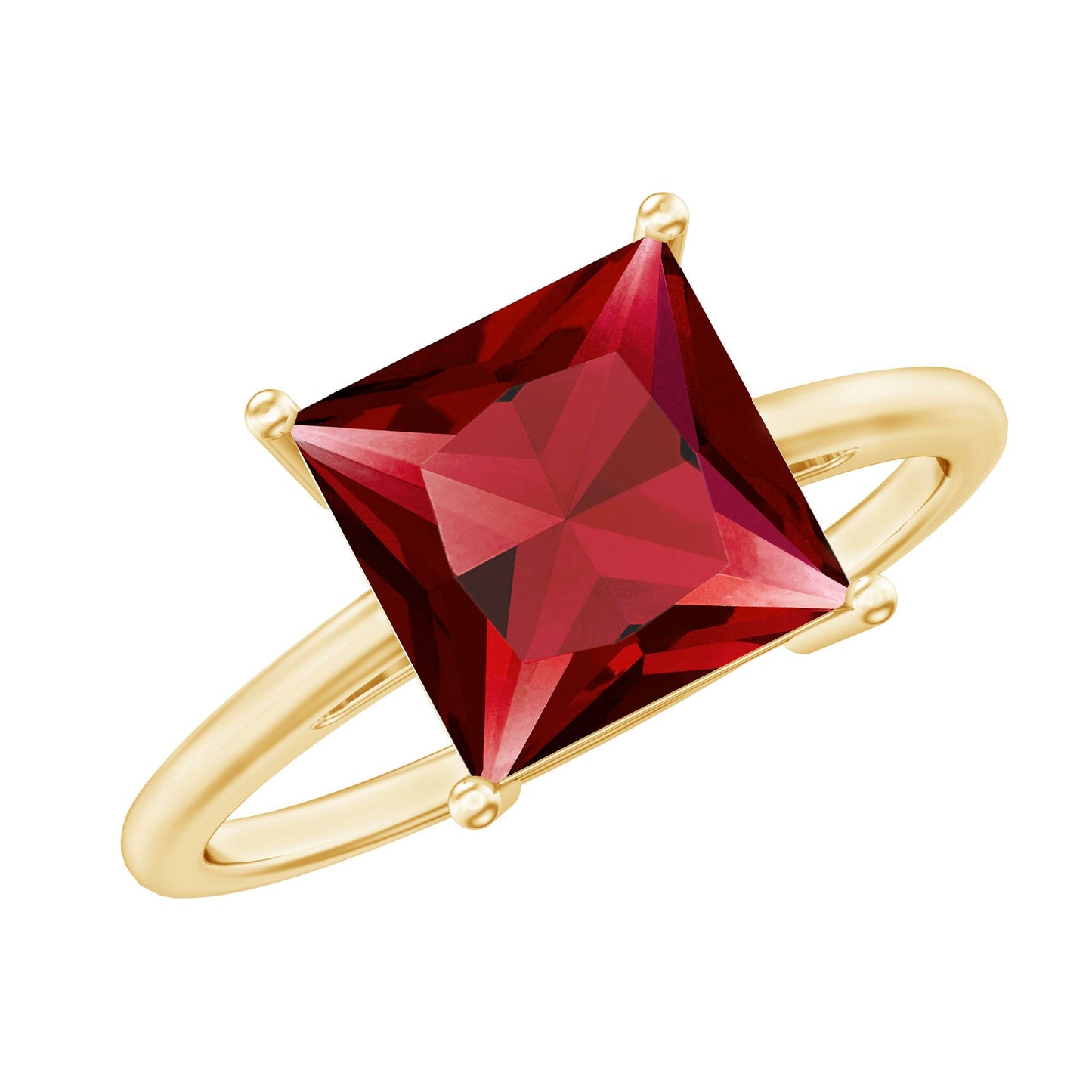 2.5 Carat Princess Cut Lab Created Ruby Solitaire Ring