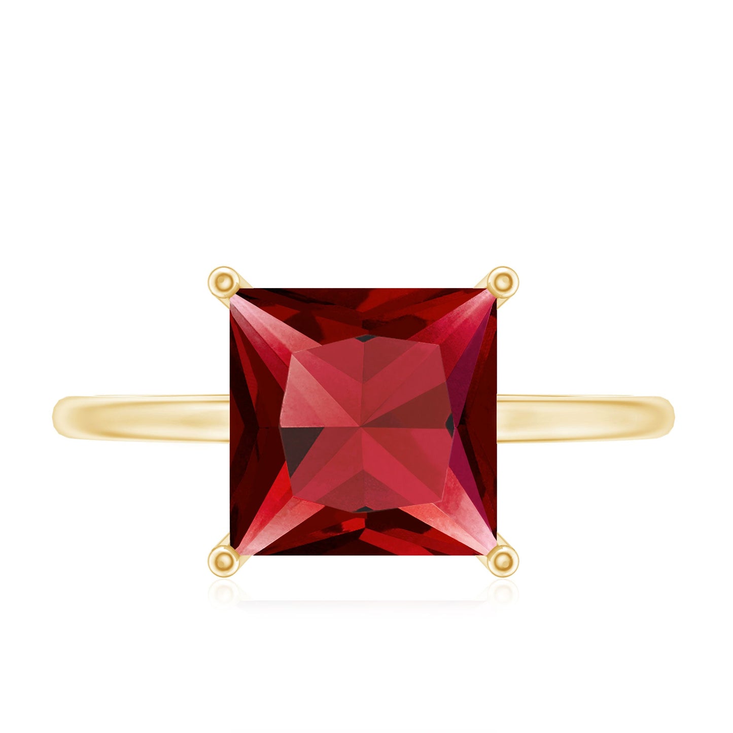 2.5 Carat Princess Cut Lab Created Ruby Solitaire Ring
