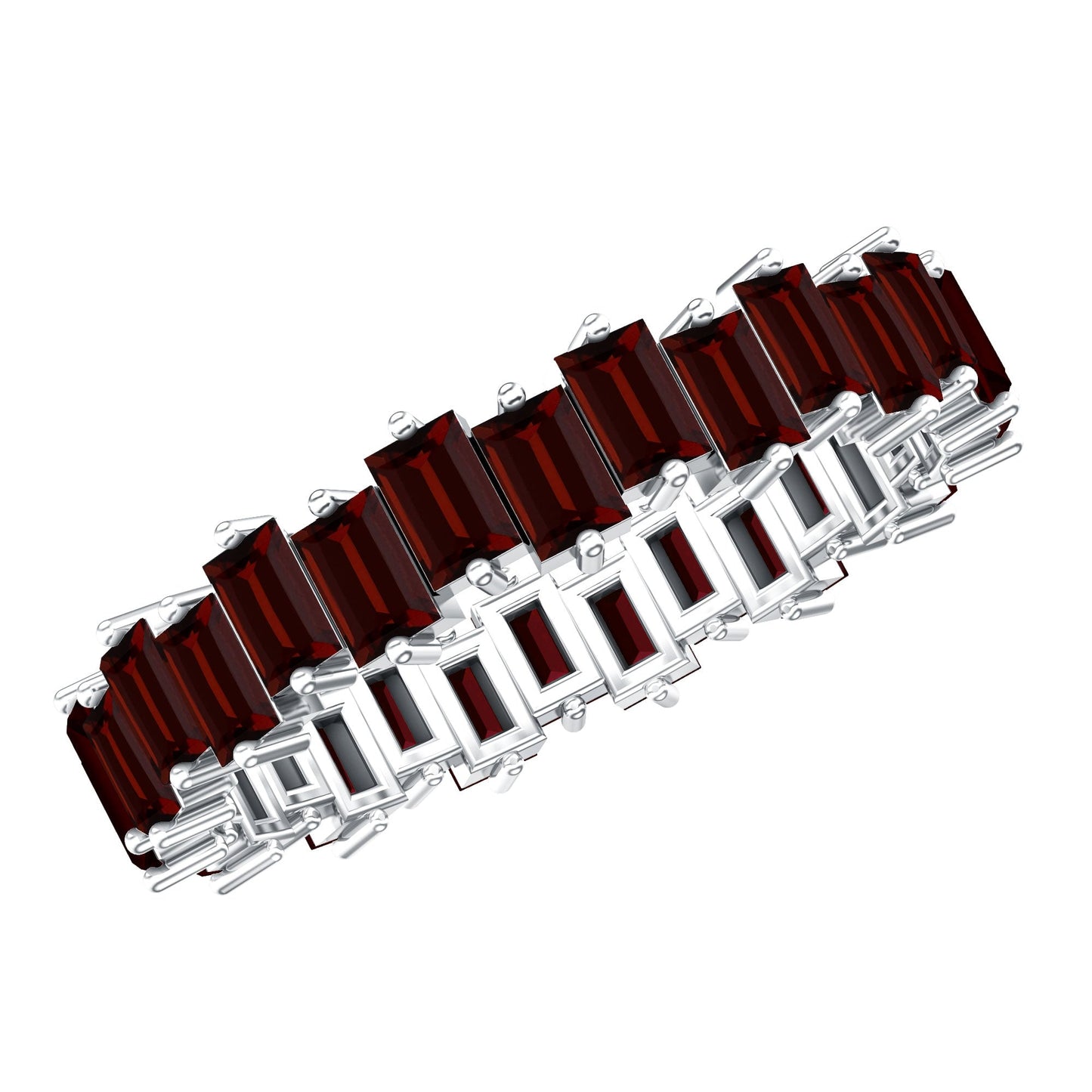 Real Garnet Baguette Eternity Ring with Certificate