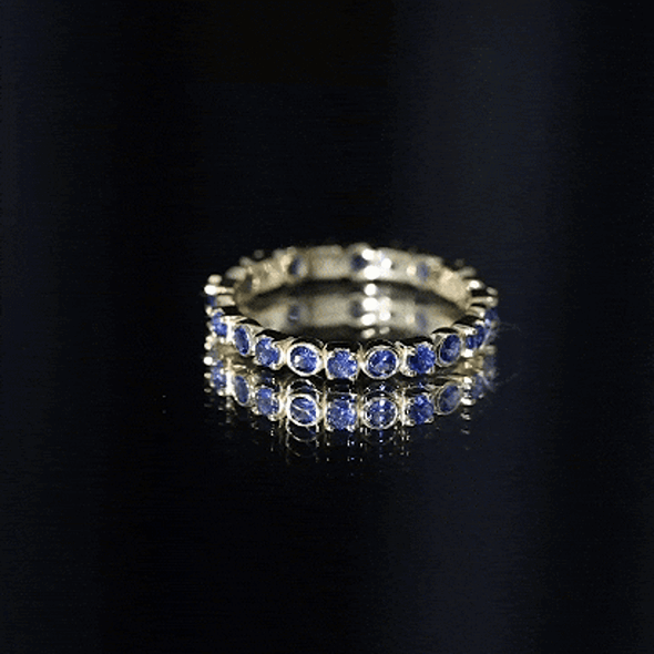 Certified Round Cut Lab Grown Blue Sapphire Eternity Band Ring