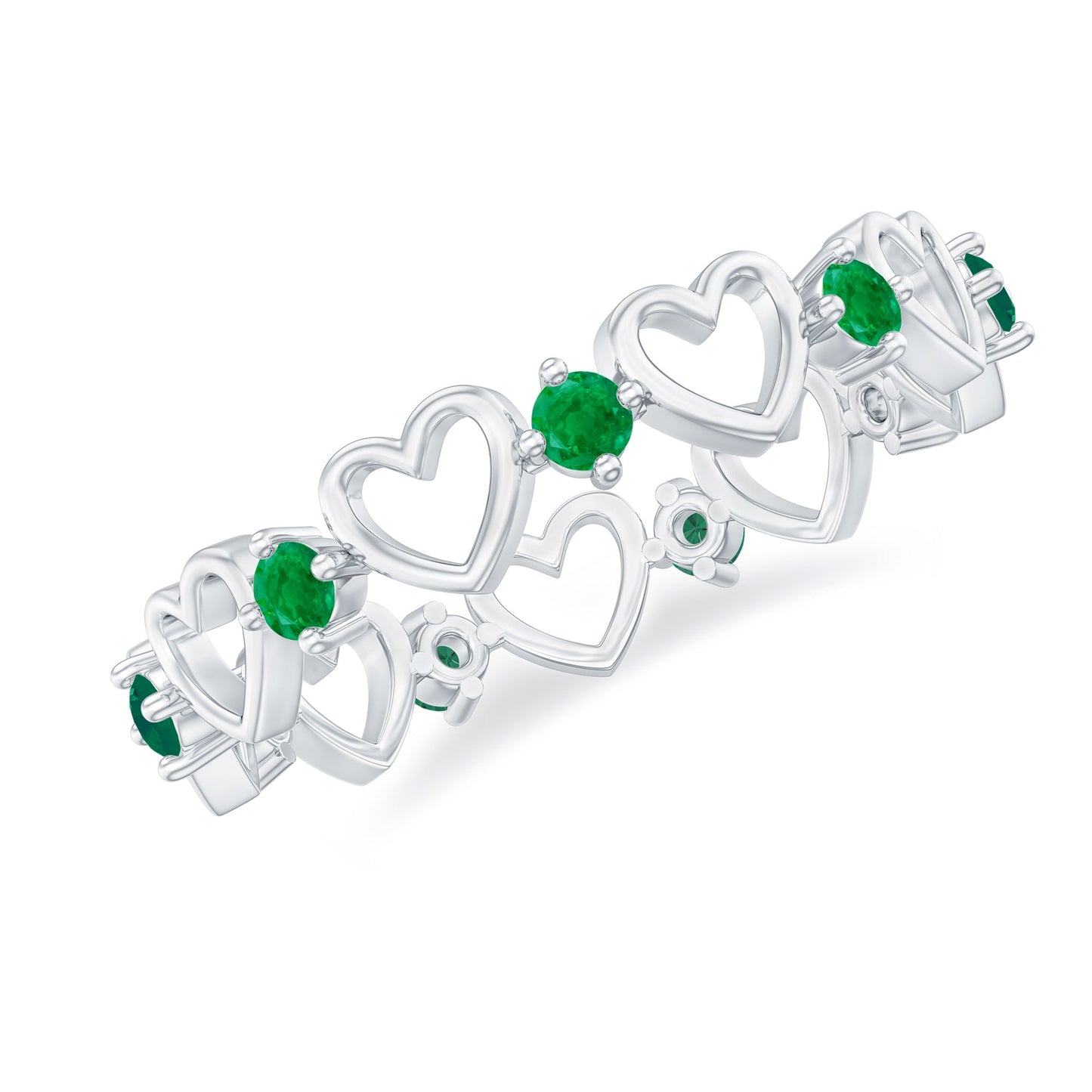 Minimalist Emerald Heart Shape Wedding Band