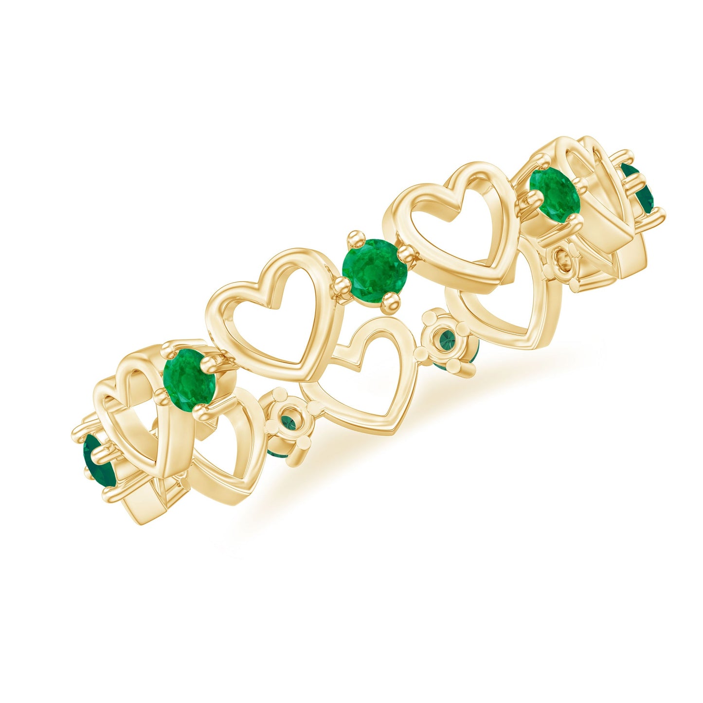 Minimalist Emerald Heart Shape Wedding Band