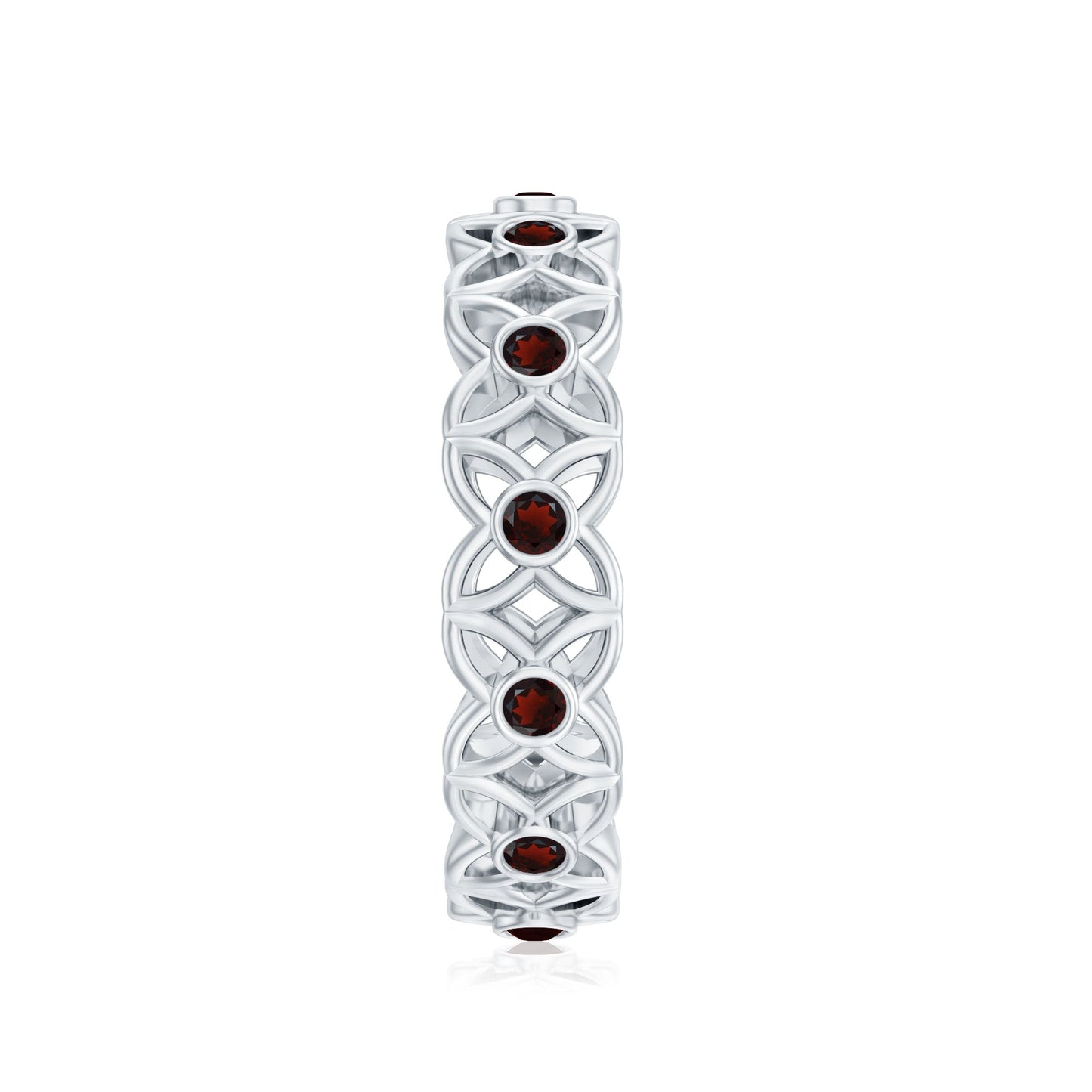 Certified Natural Garnet Flower Wedding Band
