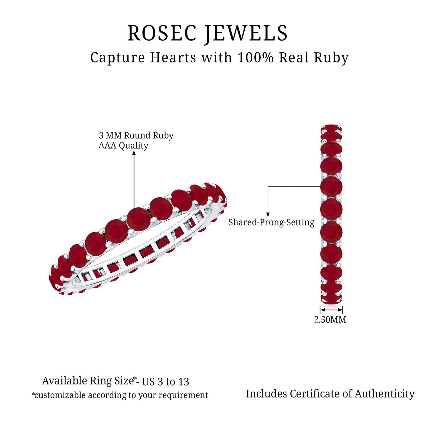 Natural Ruby Eternity Stackable Ring for Women