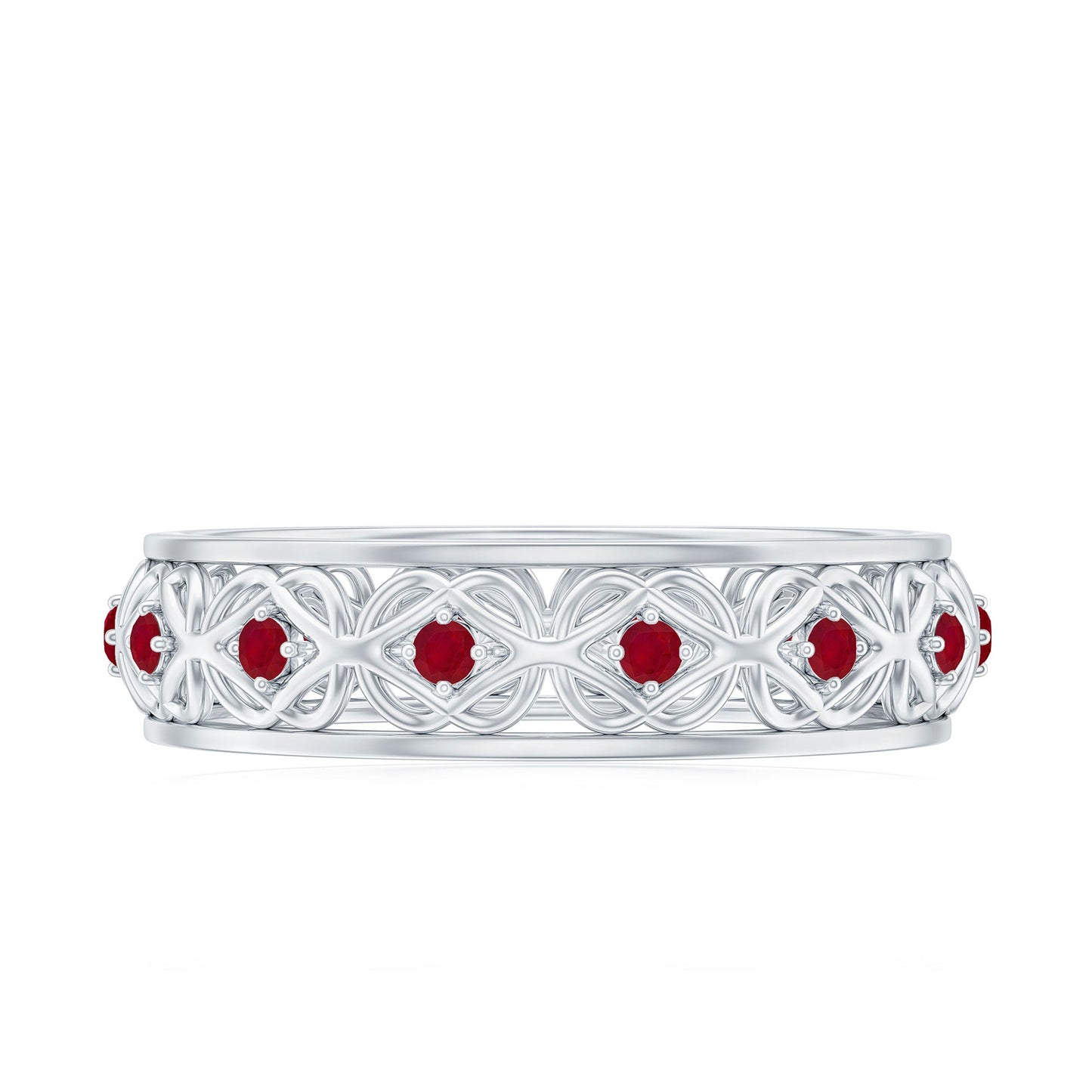 Natural Ruby Celtic Knot Wedding Band for Women