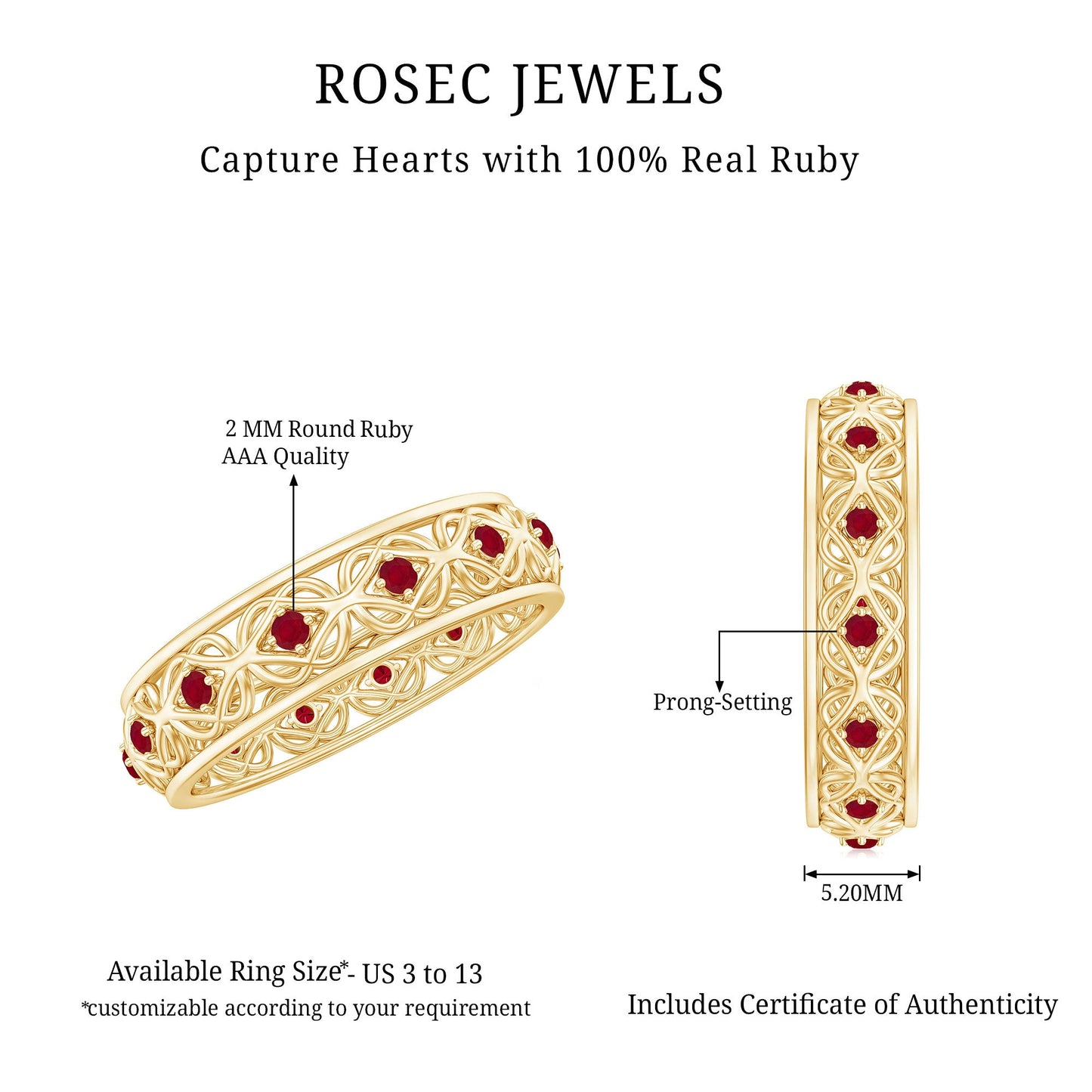 Natural Ruby Celtic Knot Wedding Band for Women