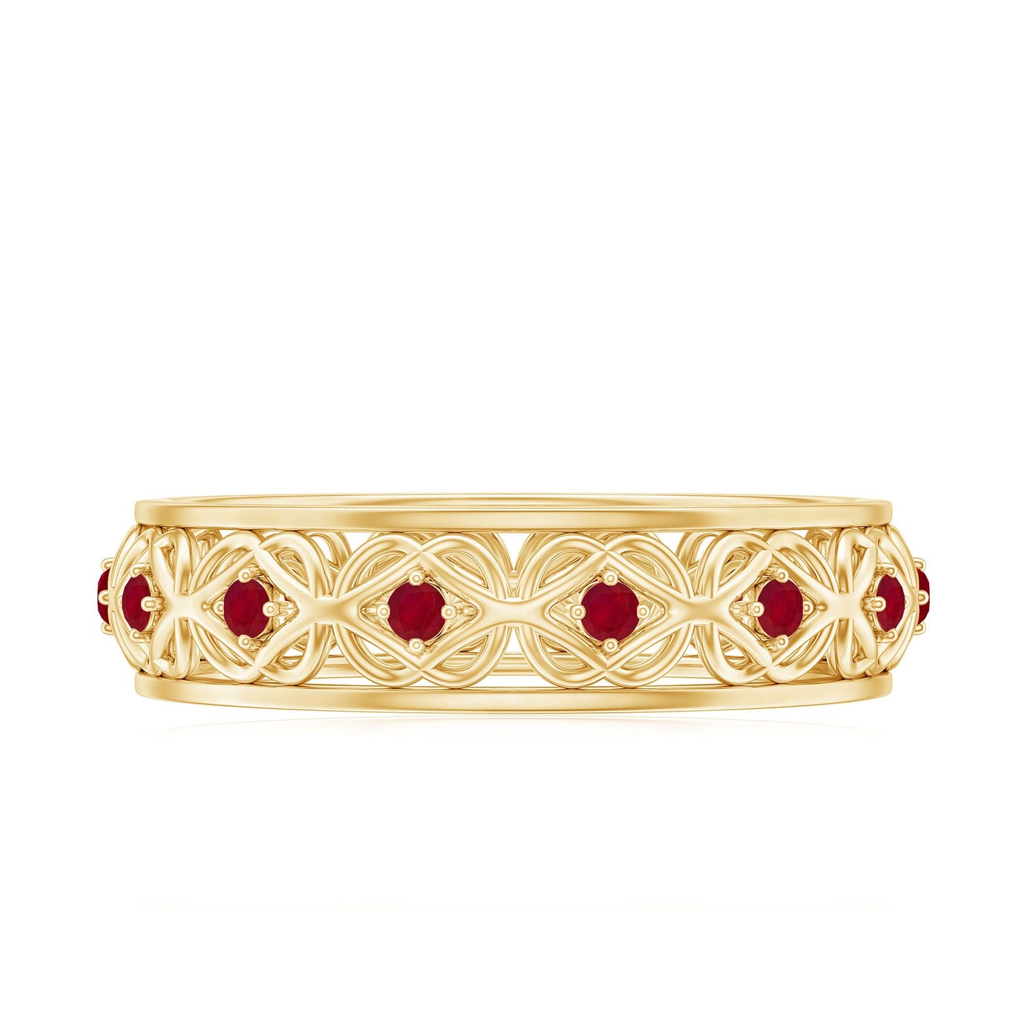 Natural Ruby Celtic Knot Wedding Band for Women
