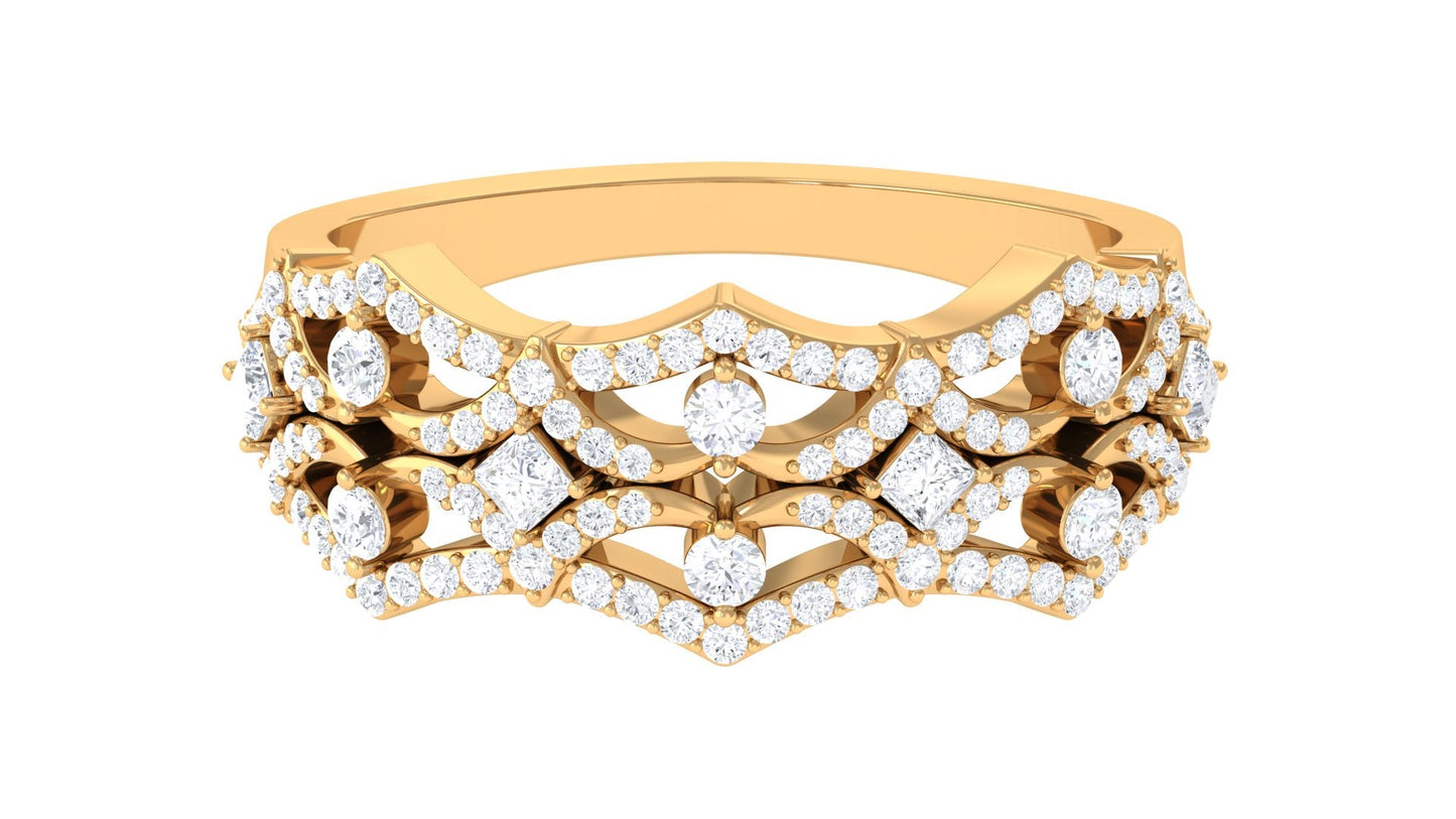 Art Deco Inspired Diamond Wedding Band for Women