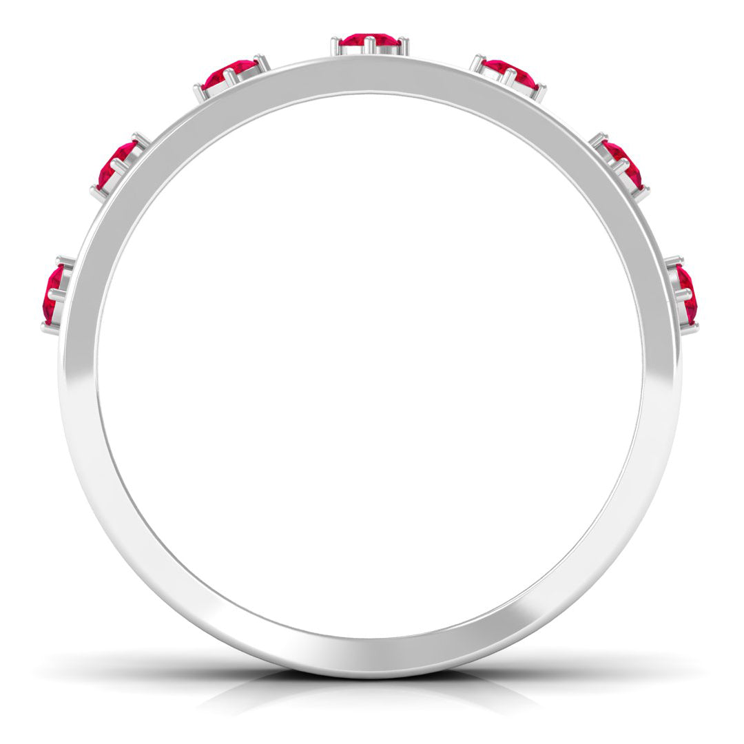 Vintage Inspired Ruby Half Eternity Anniversary Band Ring