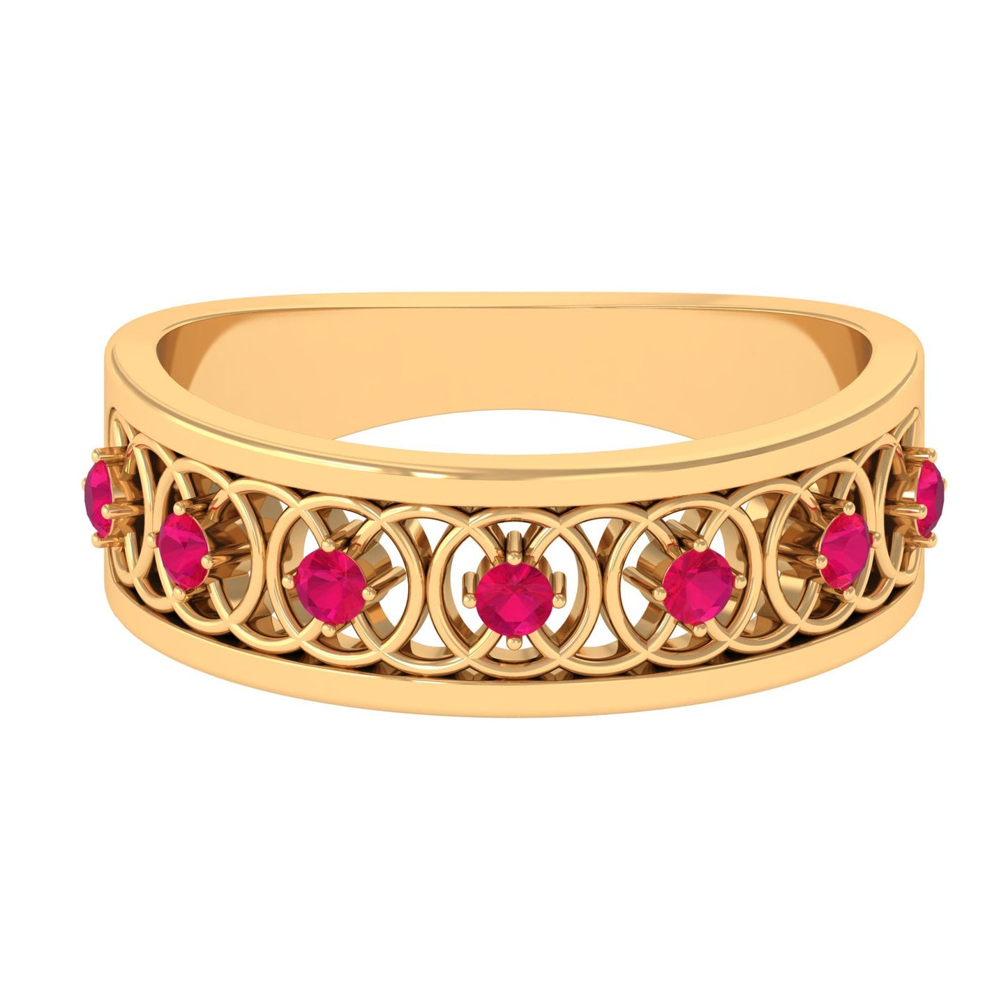 Vintage Inspired Ruby Half Eternity Anniversary Band Ring