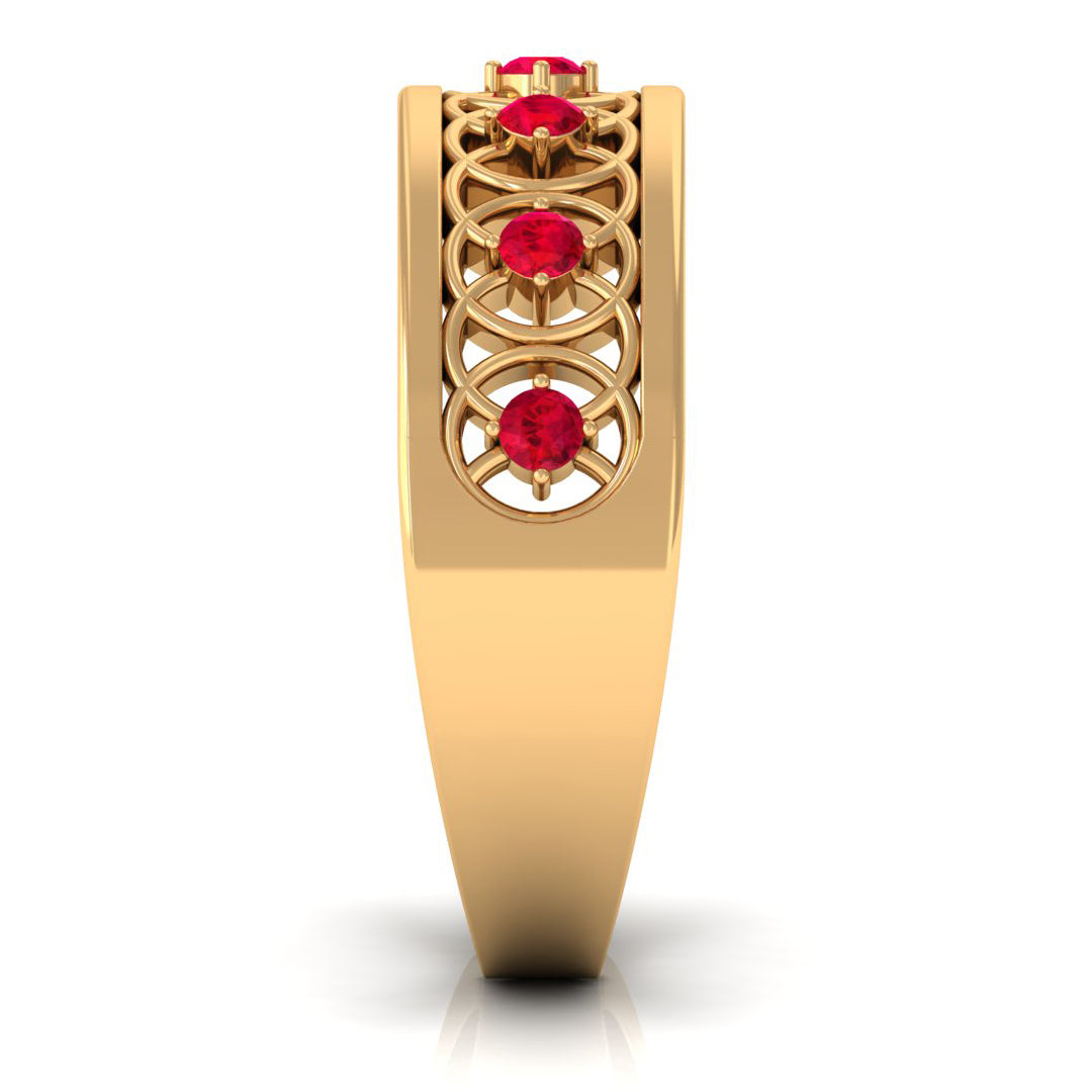 Vintage Inspired Ruby Half Eternity Anniversary Band Ring